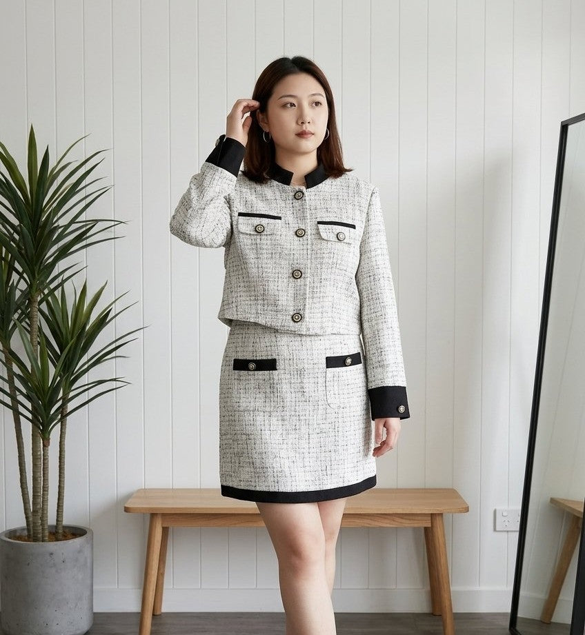 Goose Down Tweed Jacket 131 Size 8-10
