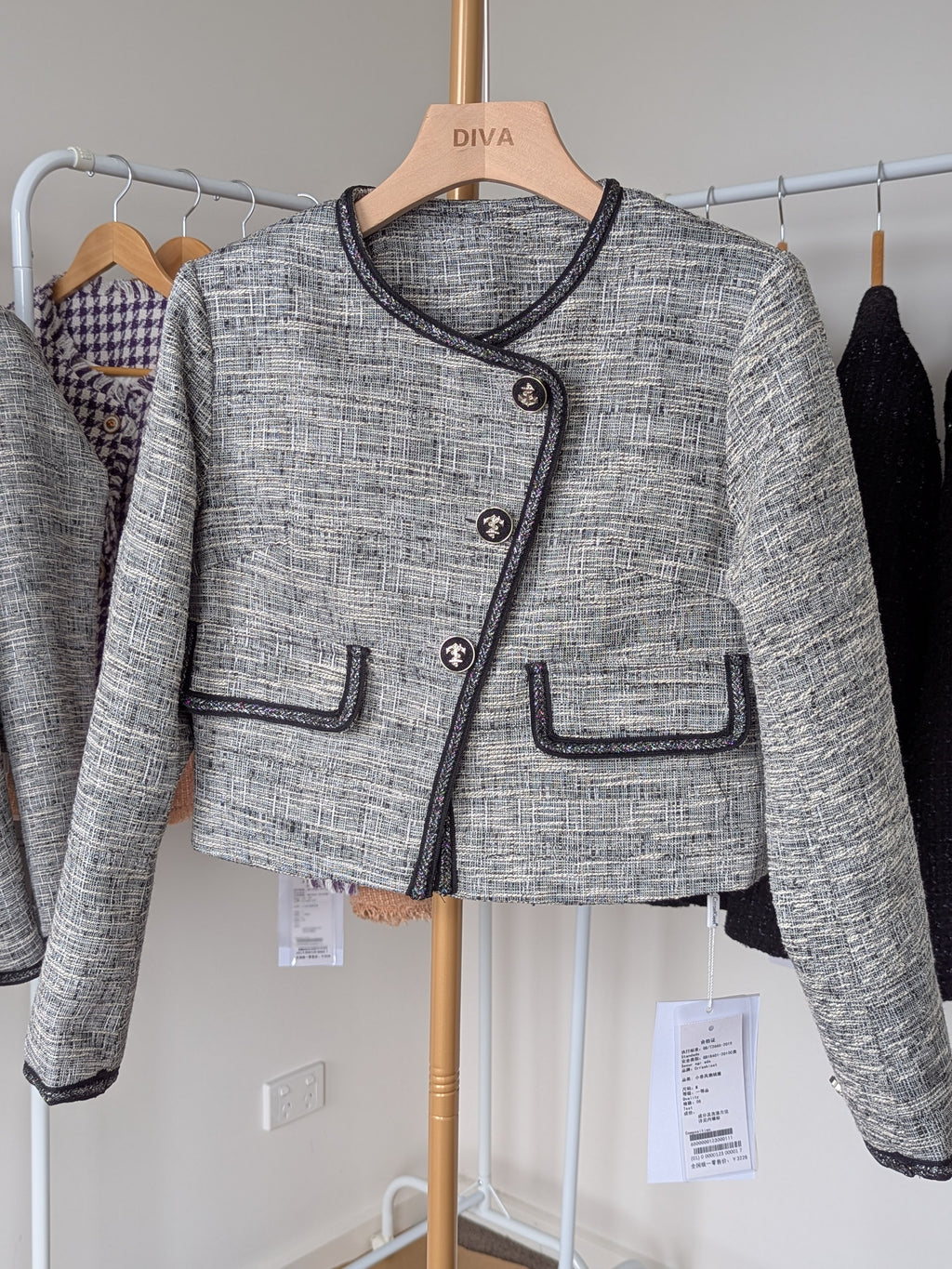 Goose Down Tweed Jacket 132 Size 4-6 6-8