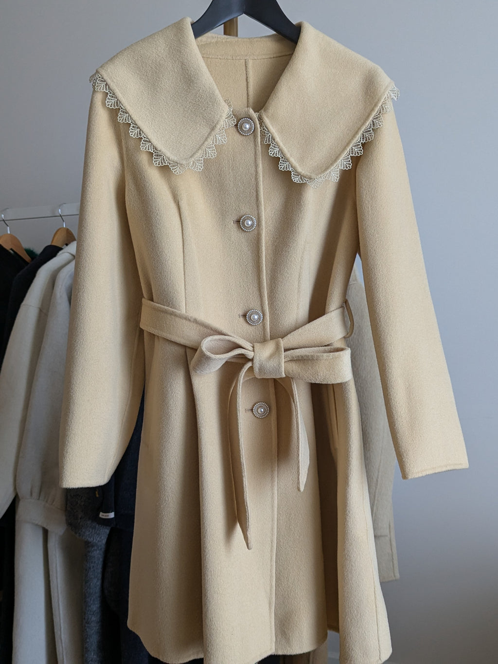 077 100% Wool Coat Yellow S 6-8