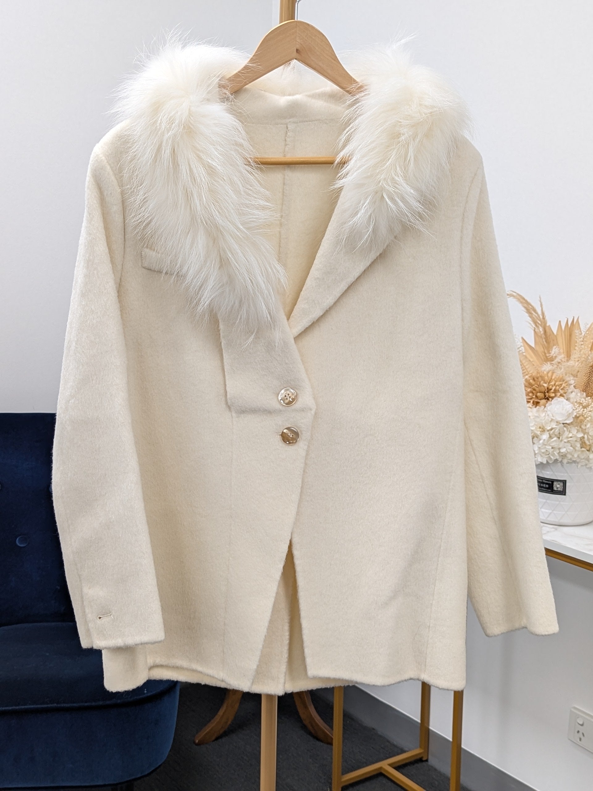 Fur trims 100% Wool Coat Women Warehouse Try-On Welcome 242