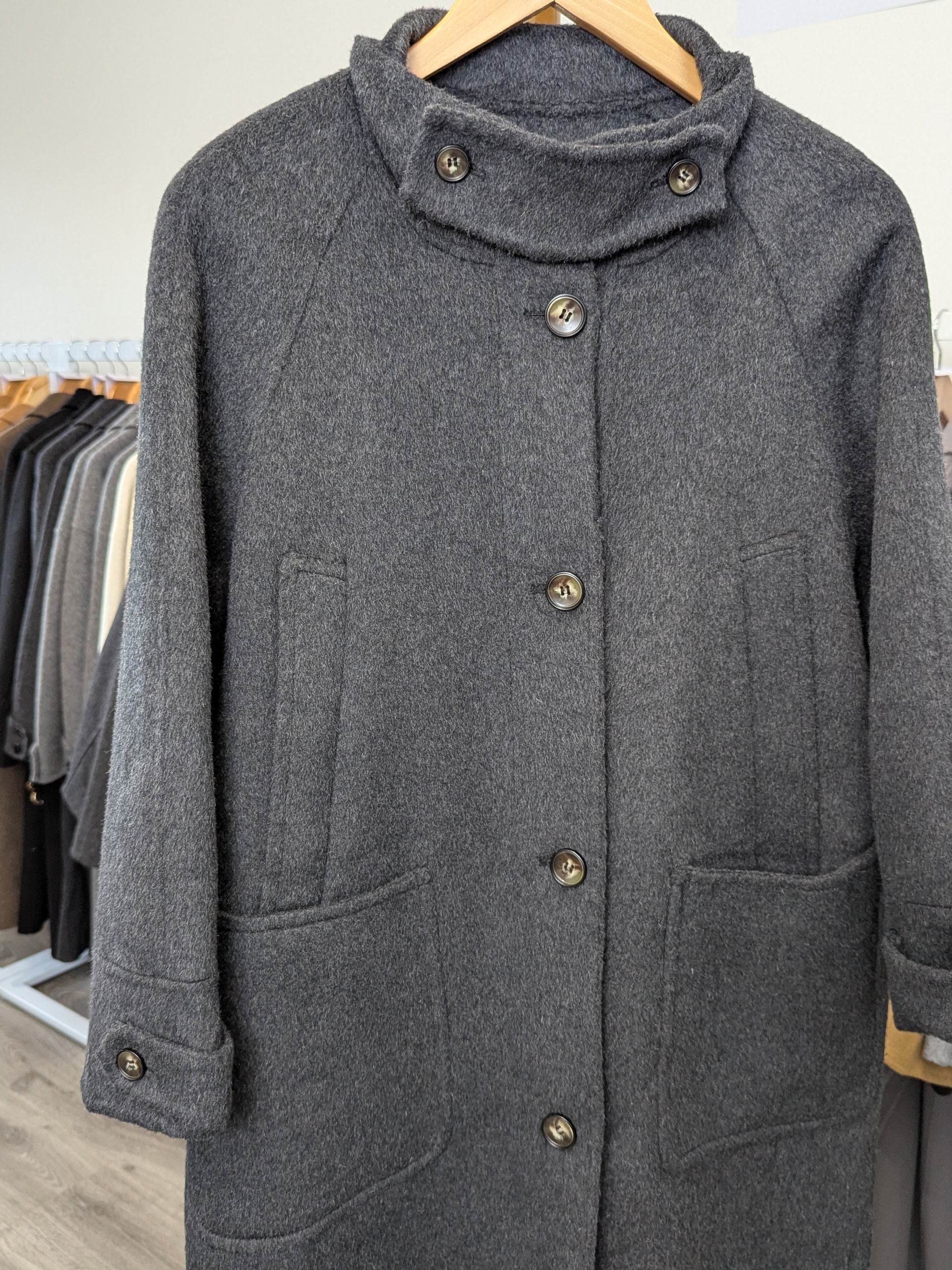 139 100% Wool Coat Charcoal Black