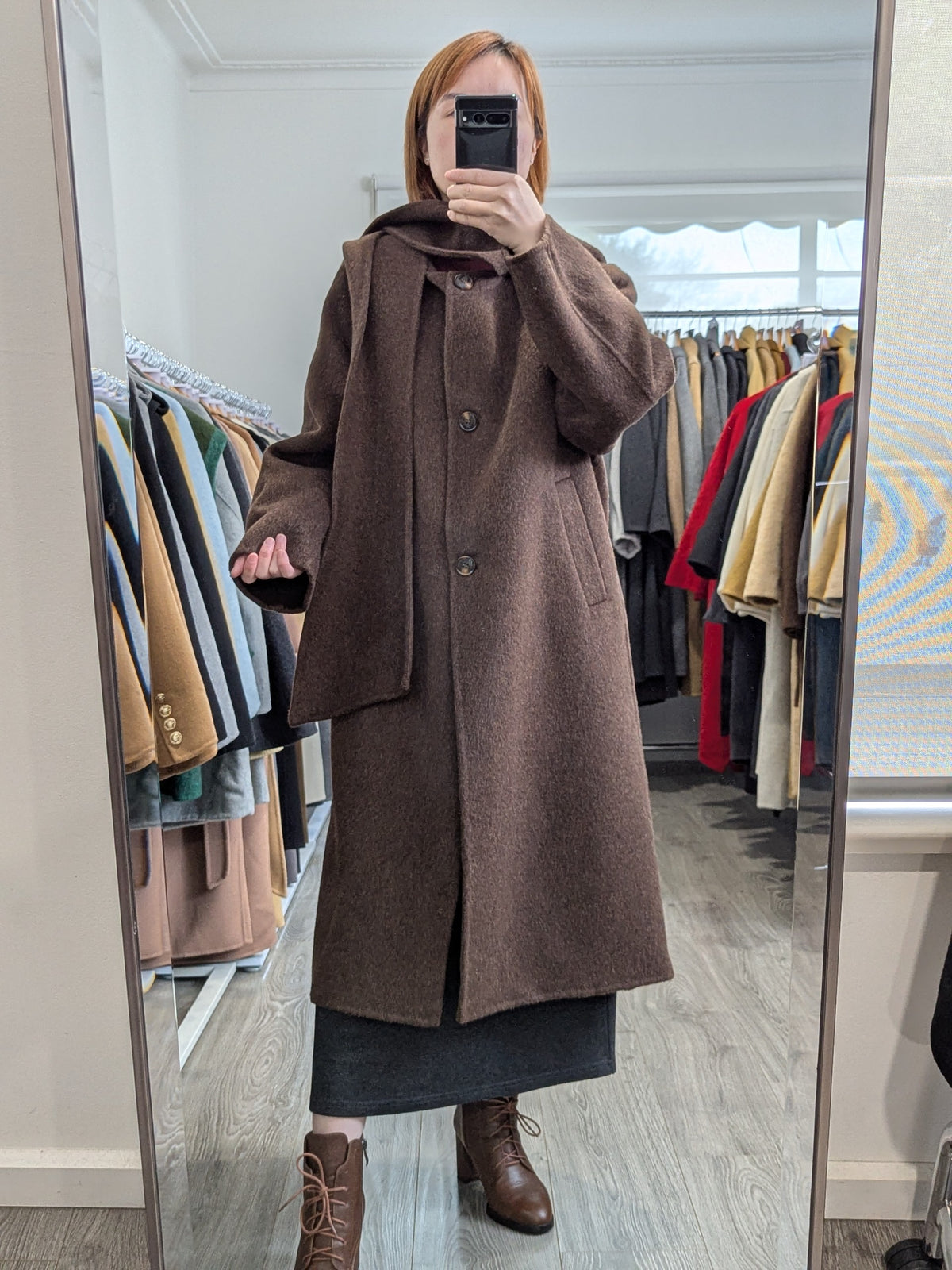 213 72% Wool Coat Brown S 10-12