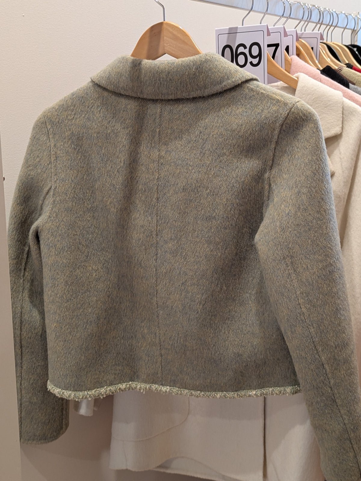 063 70% Wool Coat Olive S 4-6