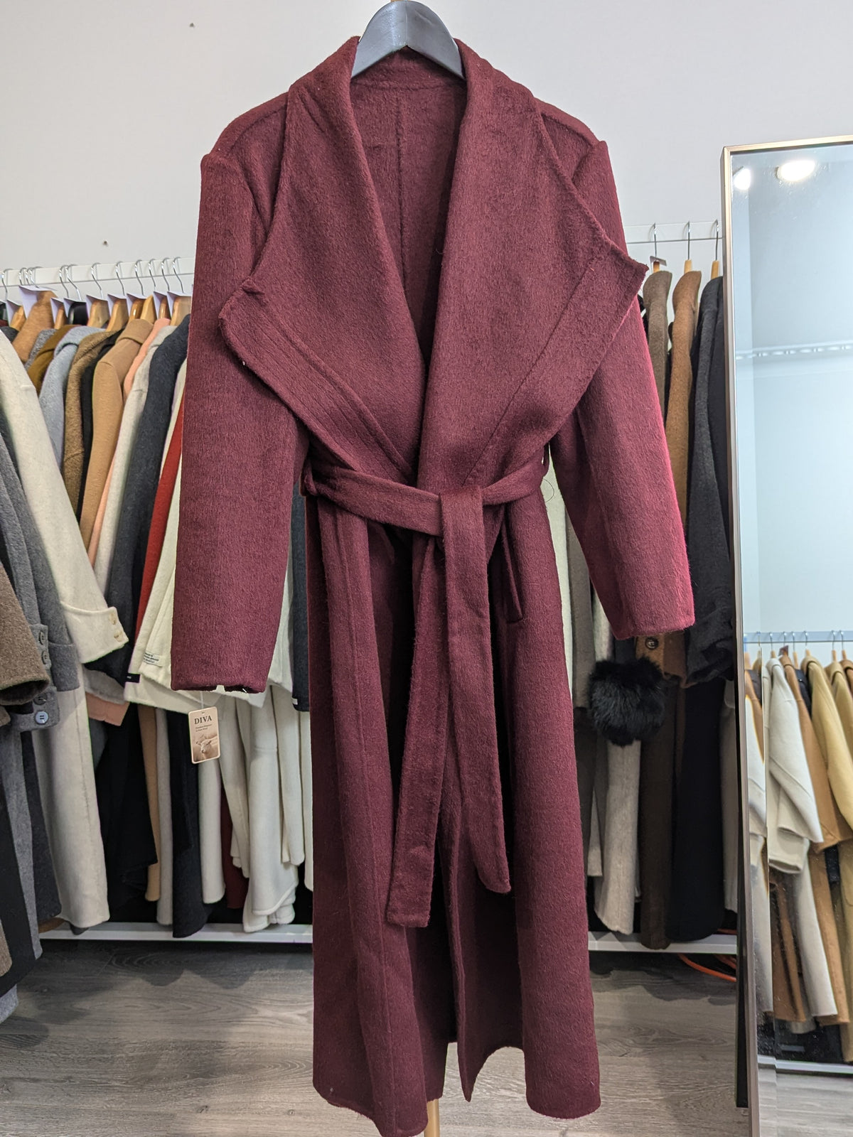 293 70% Wool Coat Burgundy S 10-12 M 12-14