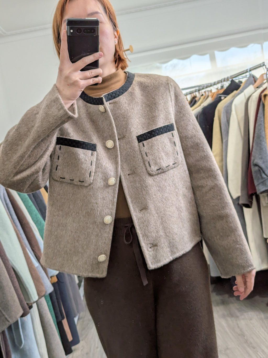 217 100% Wool Coat Coffee L 10-12