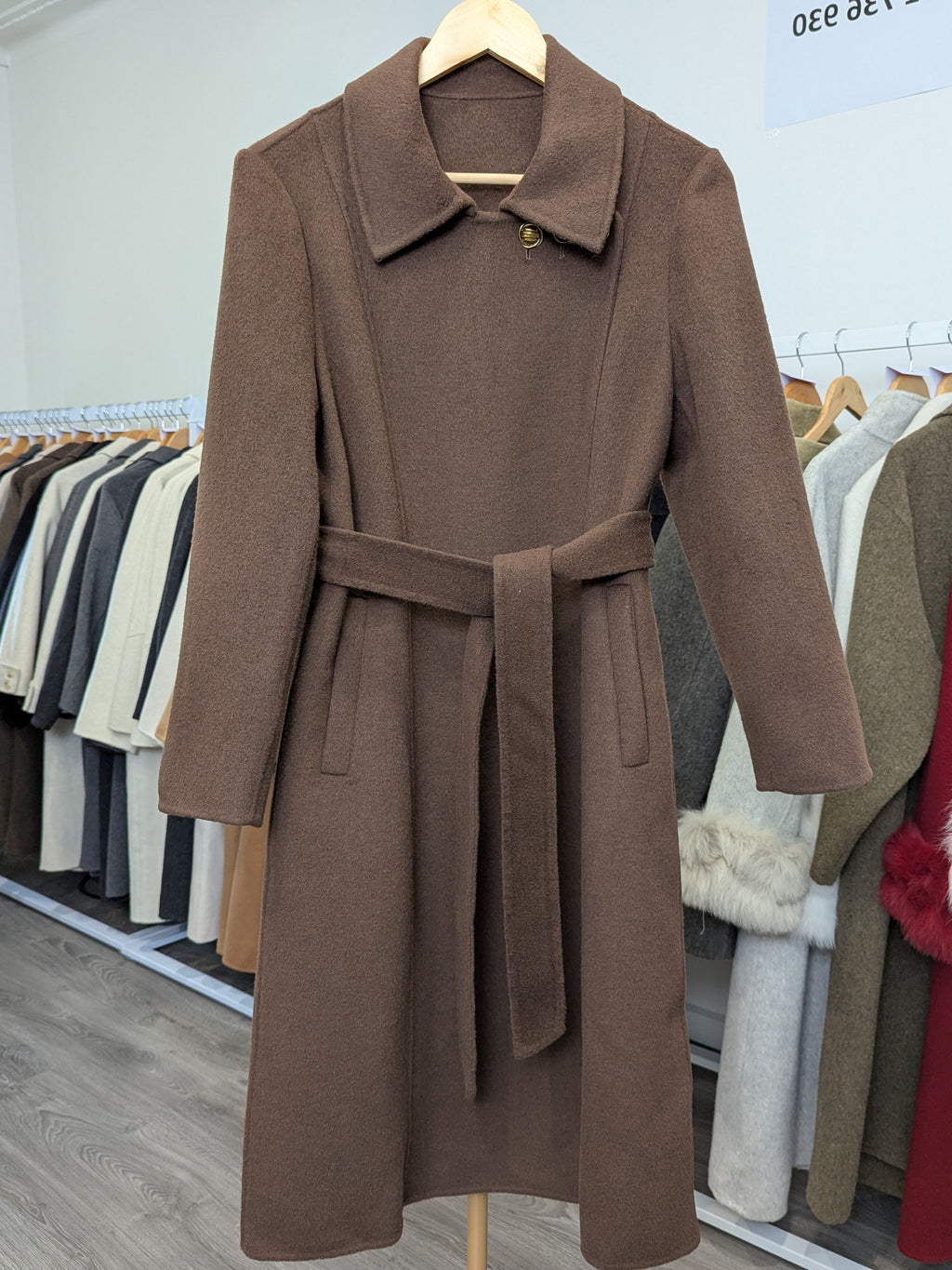 047 100% Wool Coat Chocolate