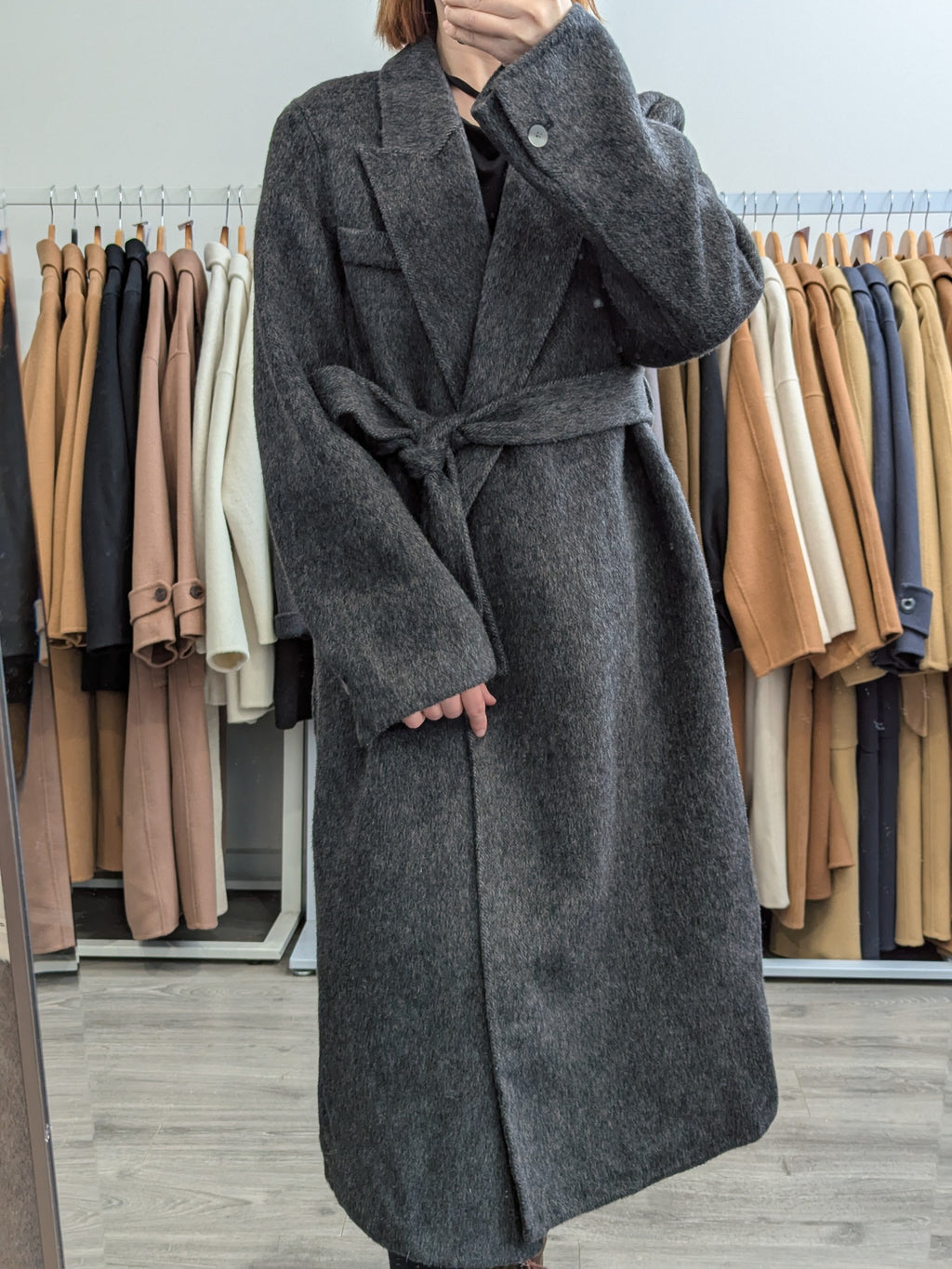 272 31% Wool 56% Alpaca Wool Coat Dark Grey M 10-14