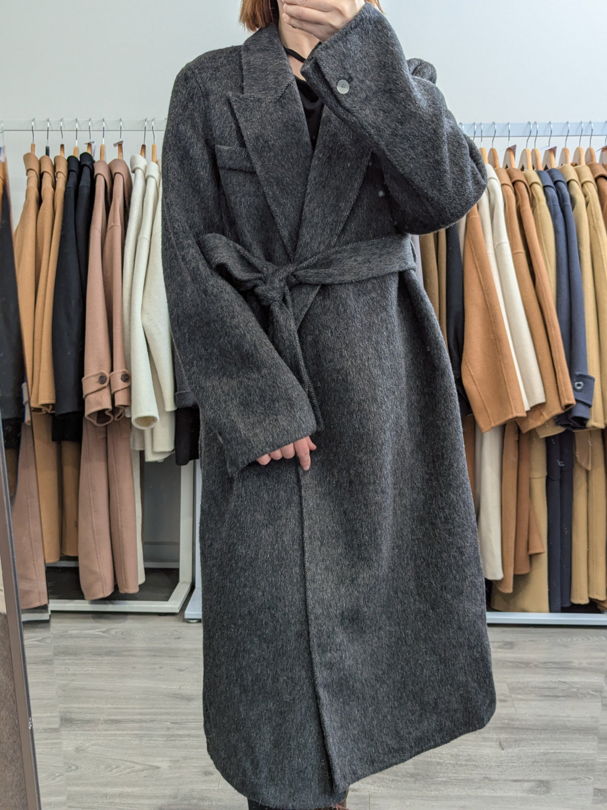 272 31% Wool 56% Alpaca Wool Coat Dark Grey M 10-14