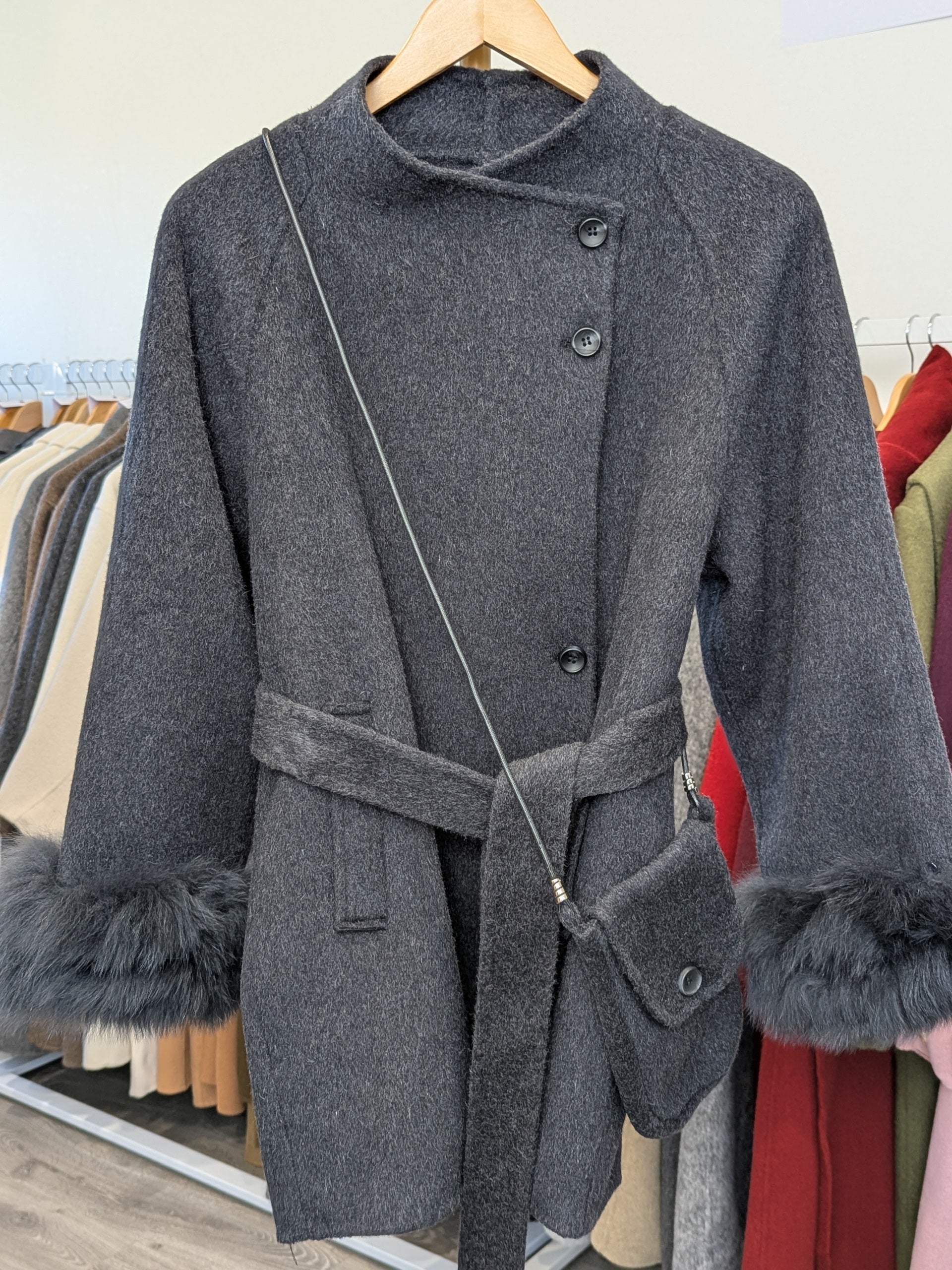 160 70% Wool Coat Charcoal