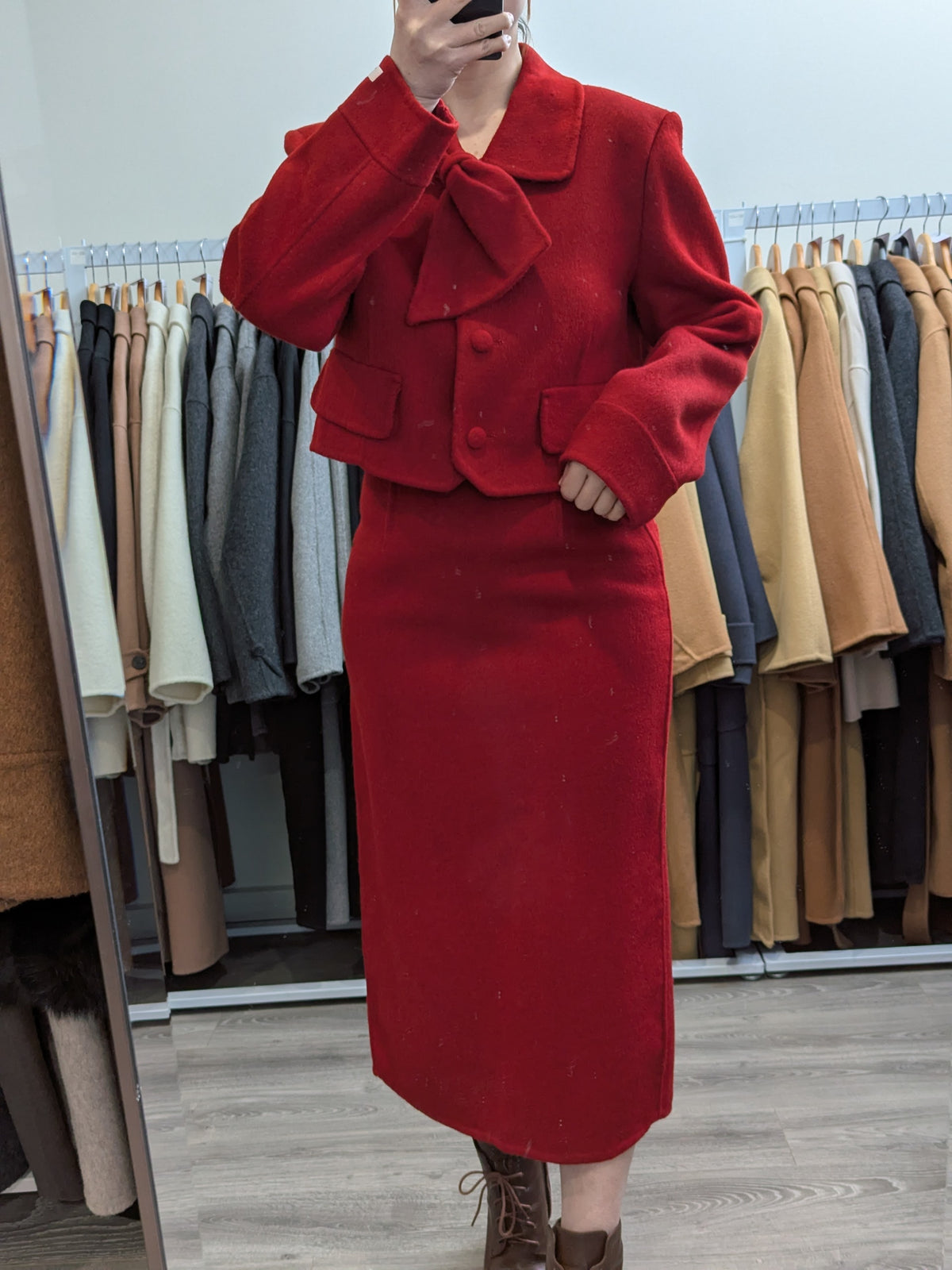 229 100% Wool Coat Set Red M 8-10