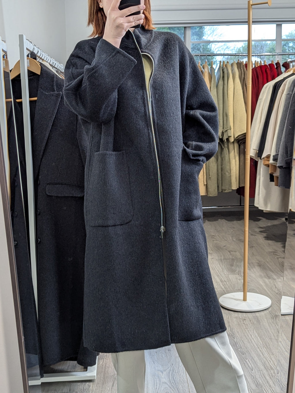 180 100% Wool Coat Charcoal M 10-14