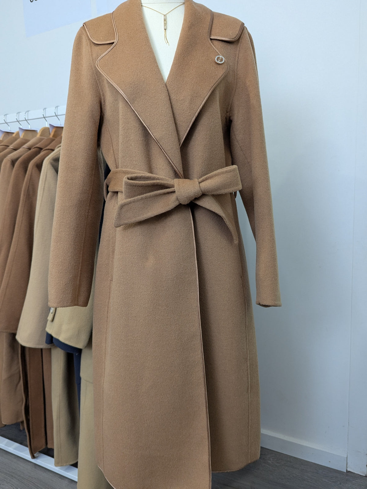 018 100% Wool Coat Camel L 8-10 XL 12-14 Petite