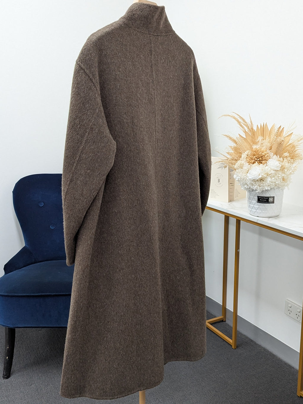Premium Rabbit fur Yak Wool Coat Women Color Brown Grey Oat