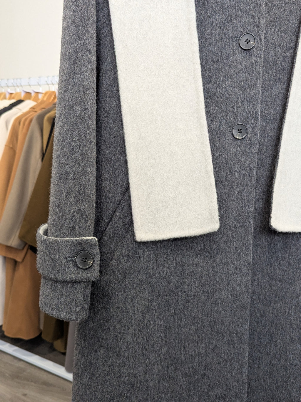 133 10% Tencel 90% Wool Coat Oat/Grey