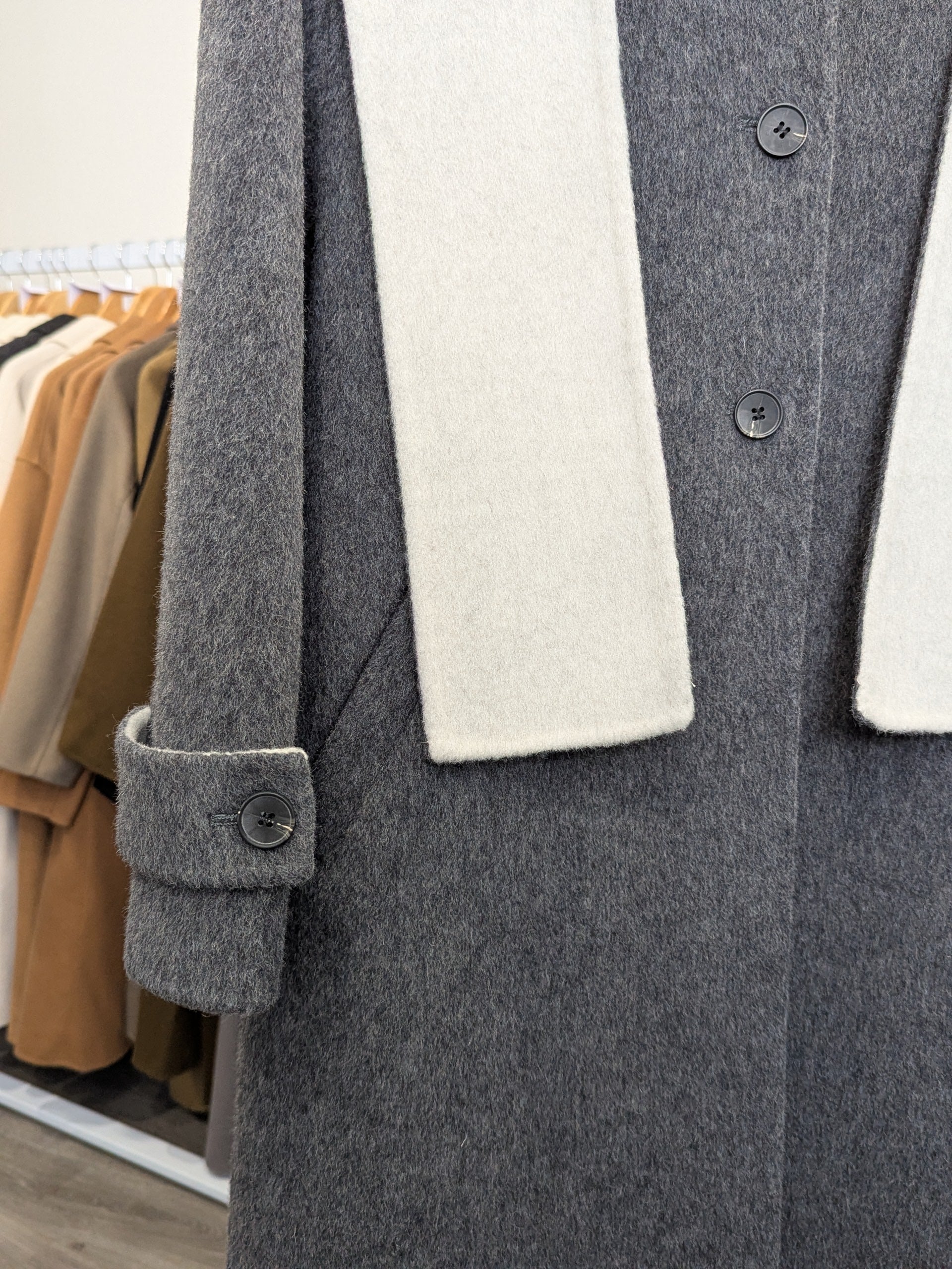 133 10% Tencel 90% Wool Coat Oat/Grey