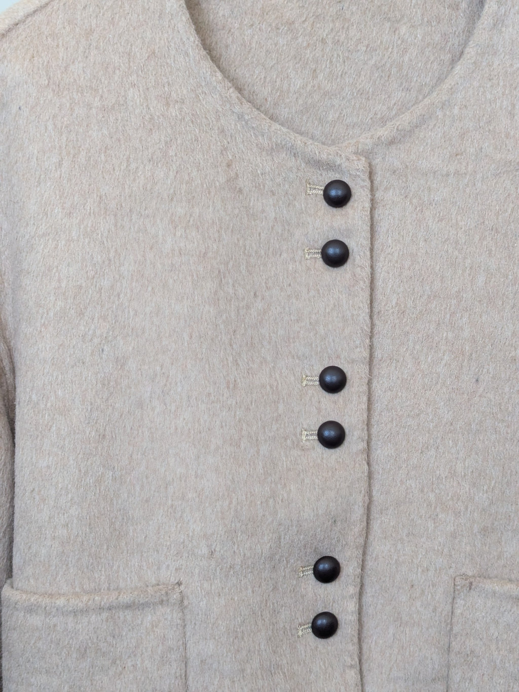 070 100% Wool Coat Oatmeal Beige M 10-14