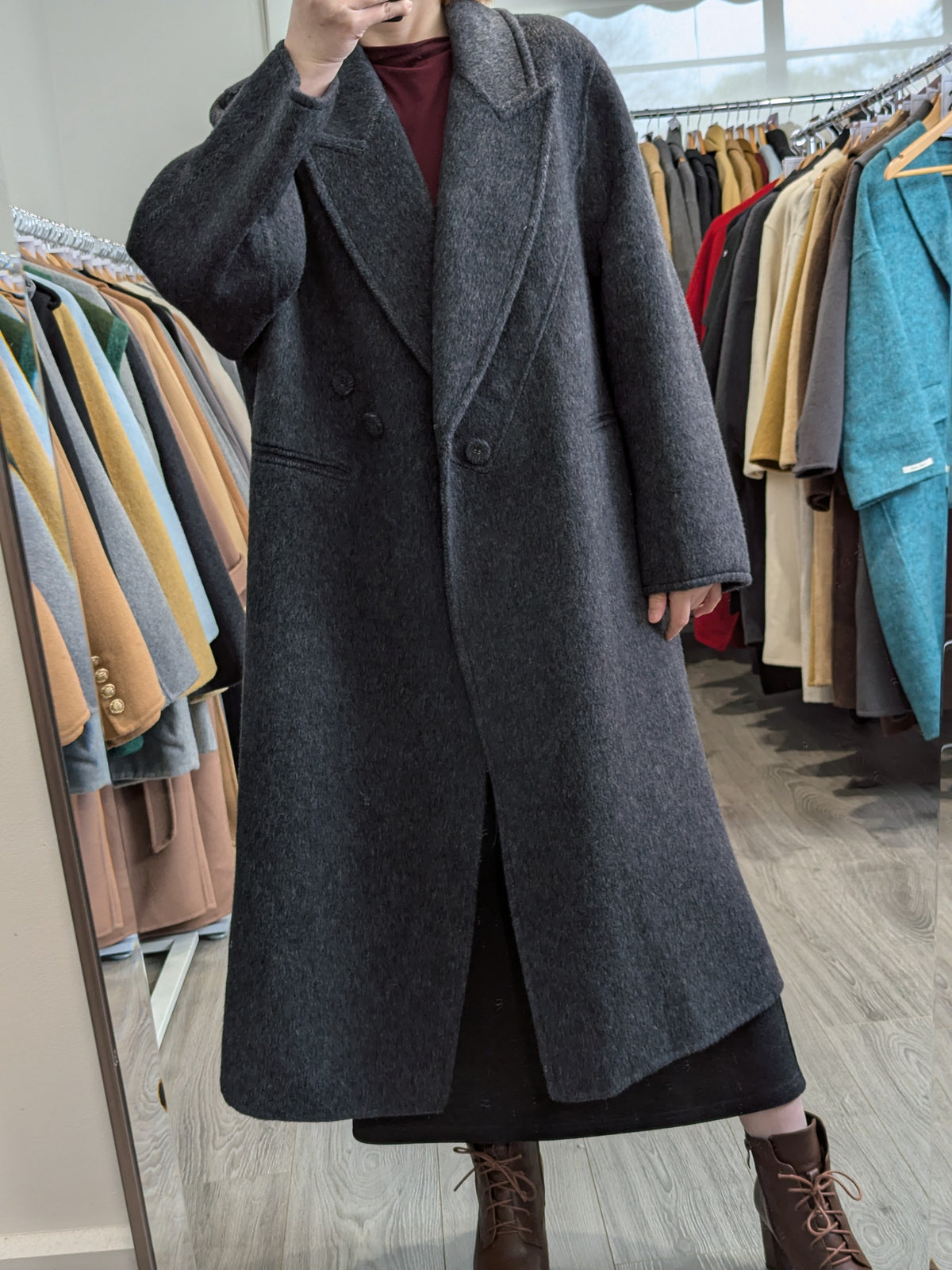 234 70% Wool Coat Dark Grey M 12-16