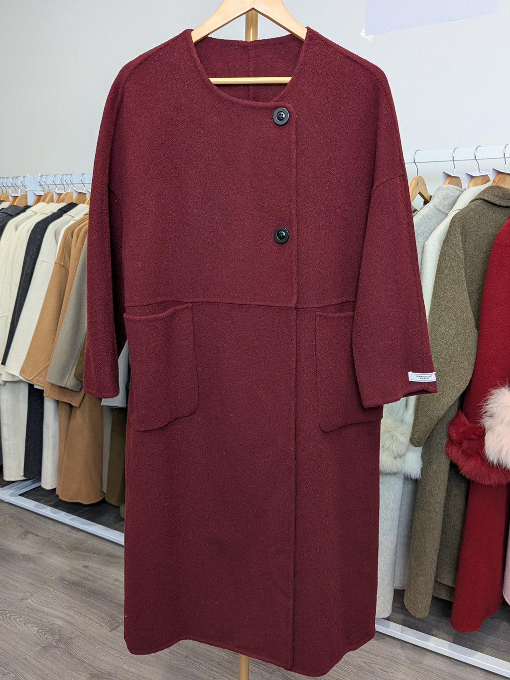183 100% Wool Coat Burgundy