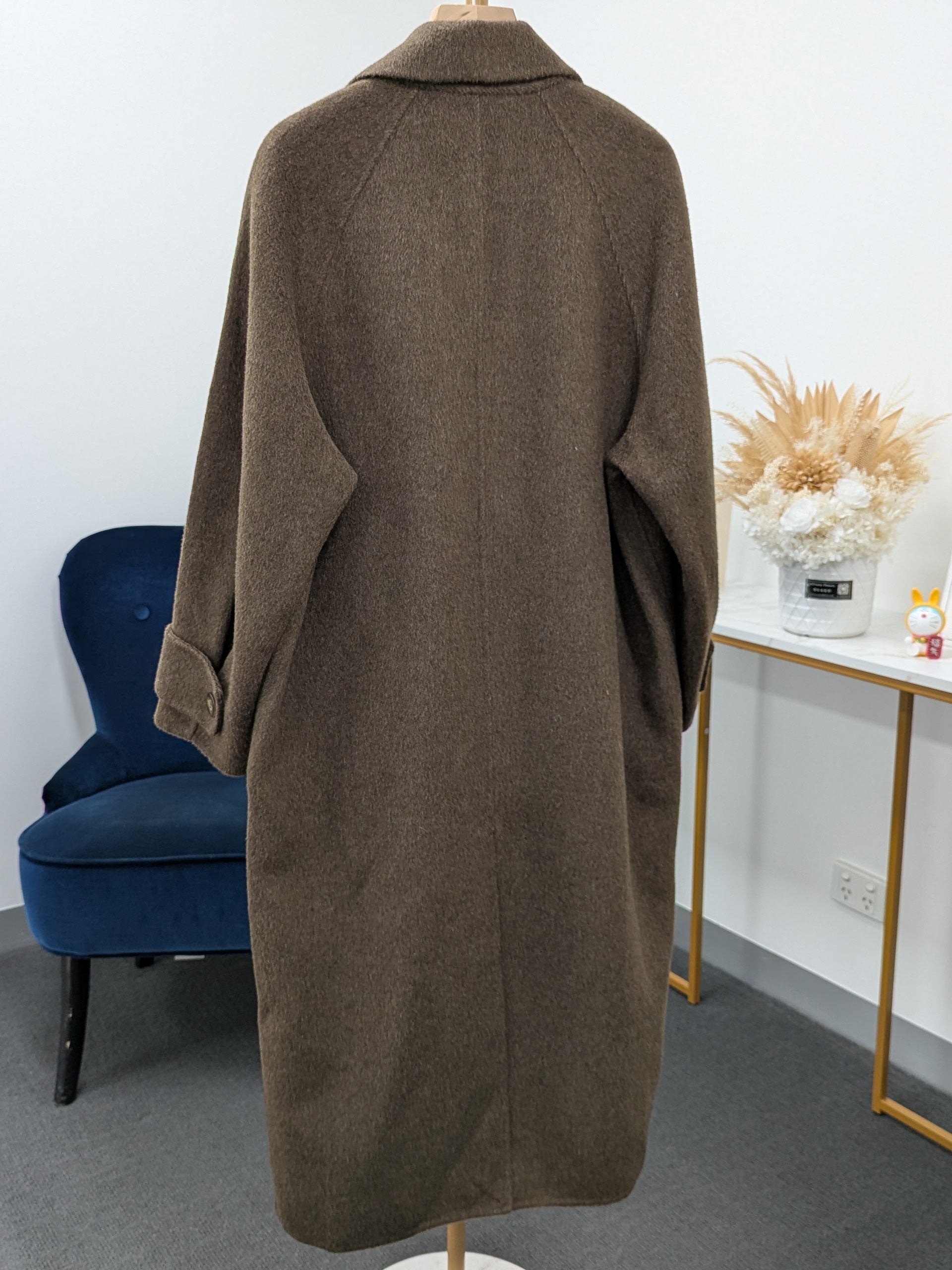 Premium Cashmere blend Wool Coat Women Brown Grey Charcoal