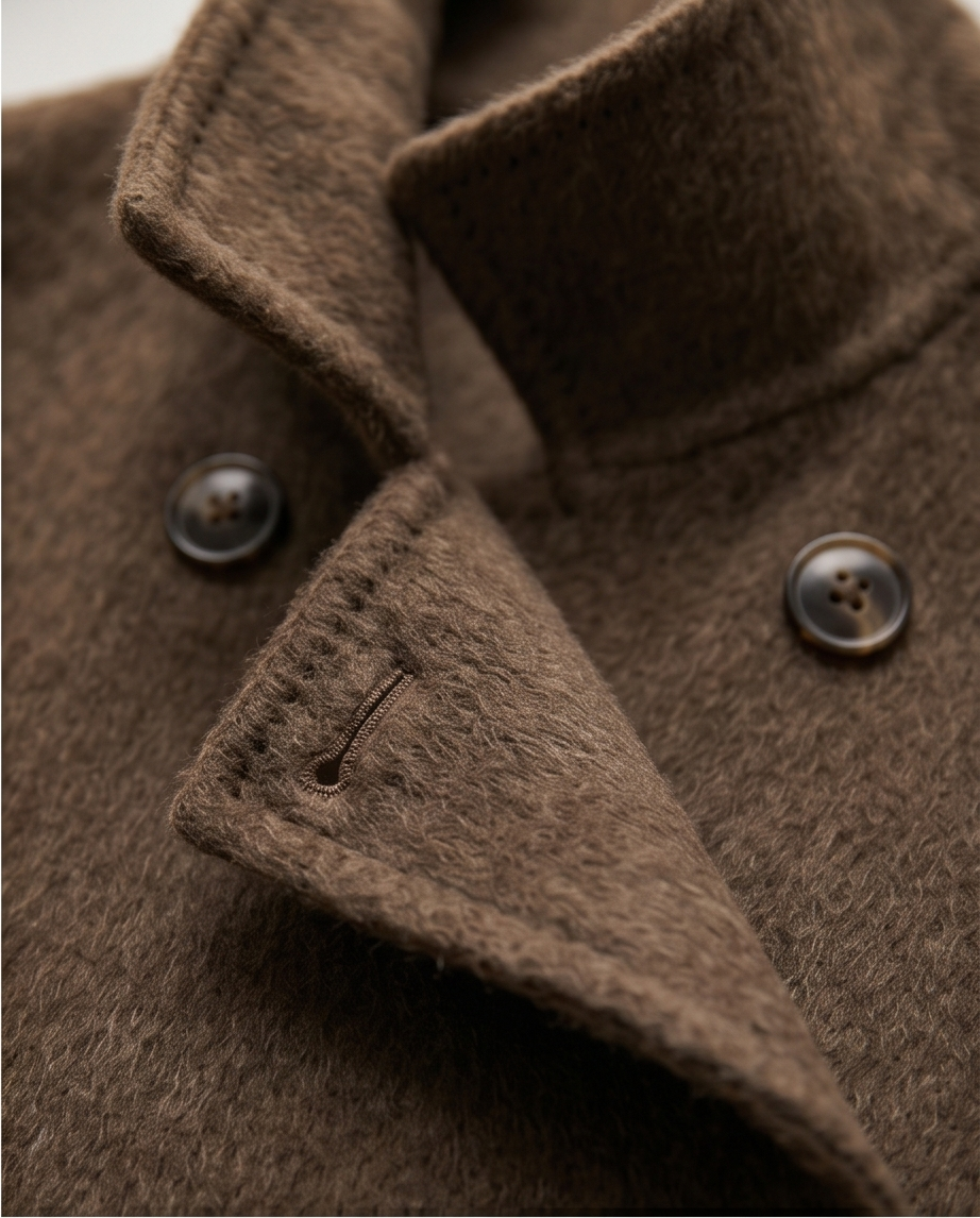 Premium Cashmere blend Wool Coat Brown Grey Charcoal
