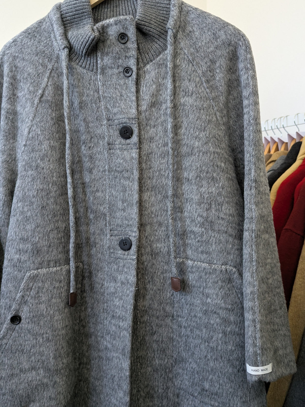 156 70% Wool Coat Grey M 10-14