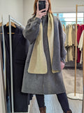 159 70% Wool Coat with Scarf Cool Grey S 8-12
