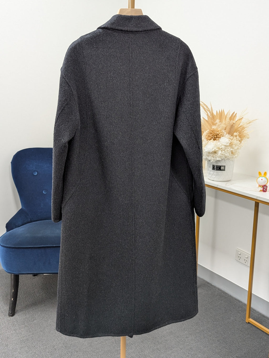 Premium Cashmere blend Wool Coat Women Brown Grey Charcoal