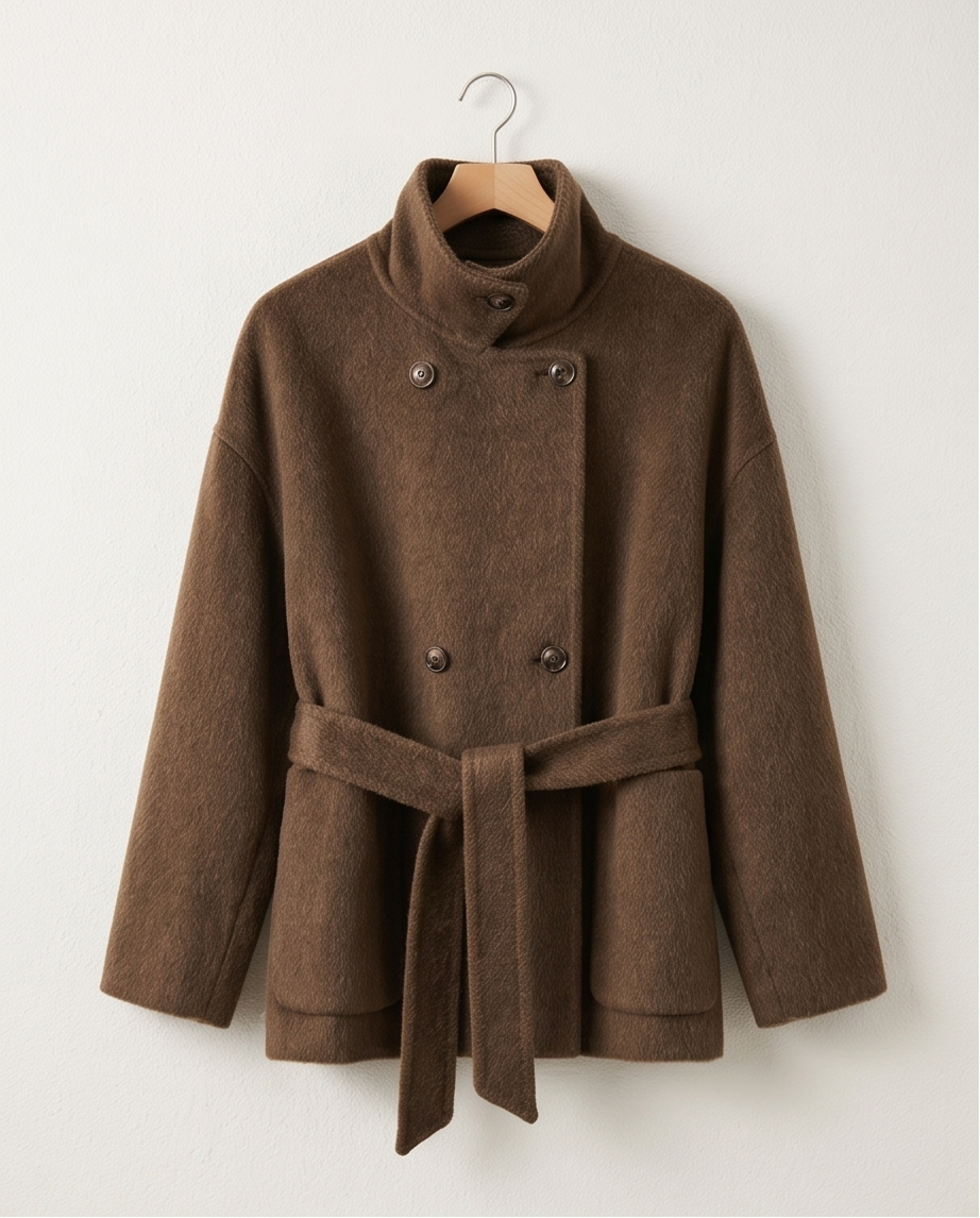 Premium Cashmere blend Wool Coat Brown Grey Charcoal