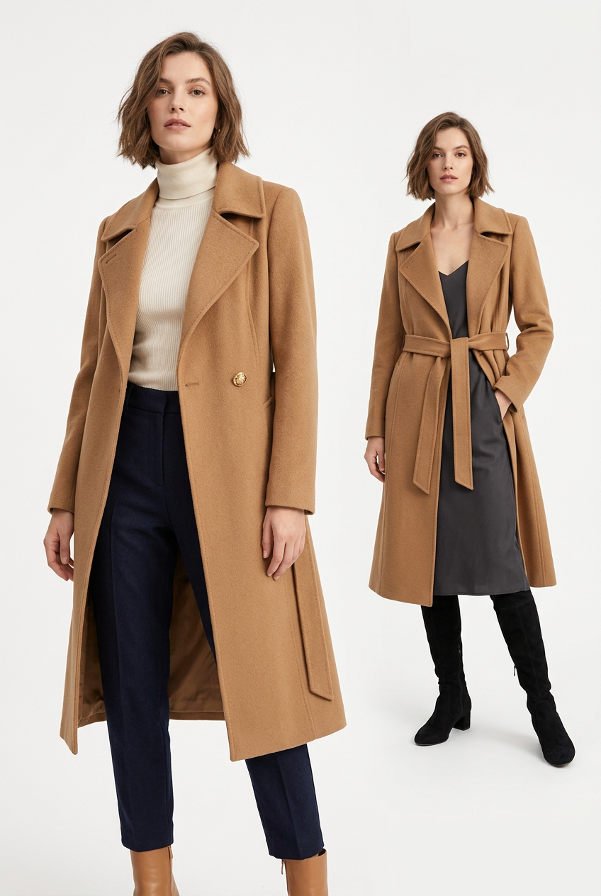 047 100% Wool Coat Camel S 4-6 M 6-8 L 8-10 Petite