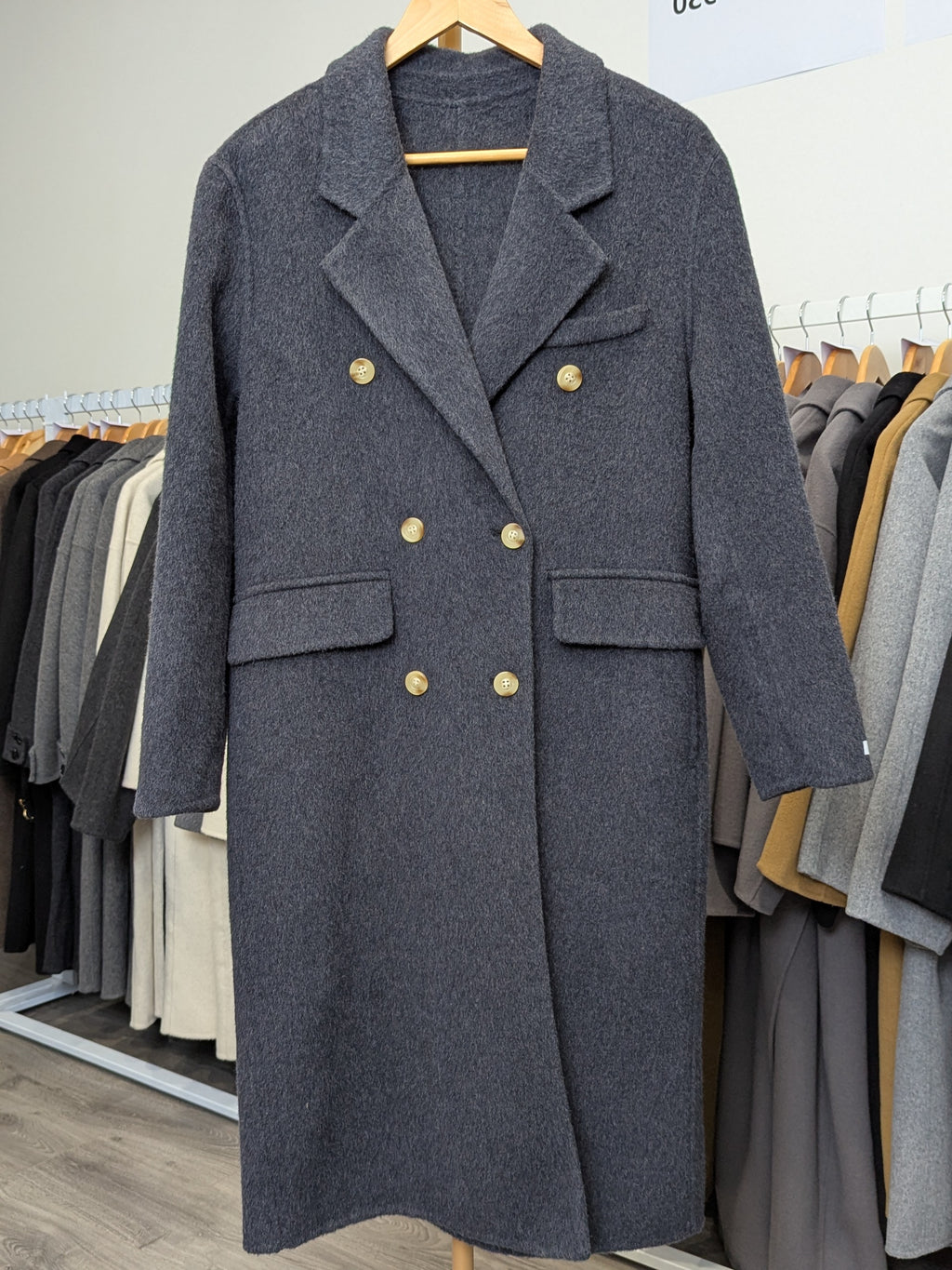 129 70% Wool Coat Dark Grey