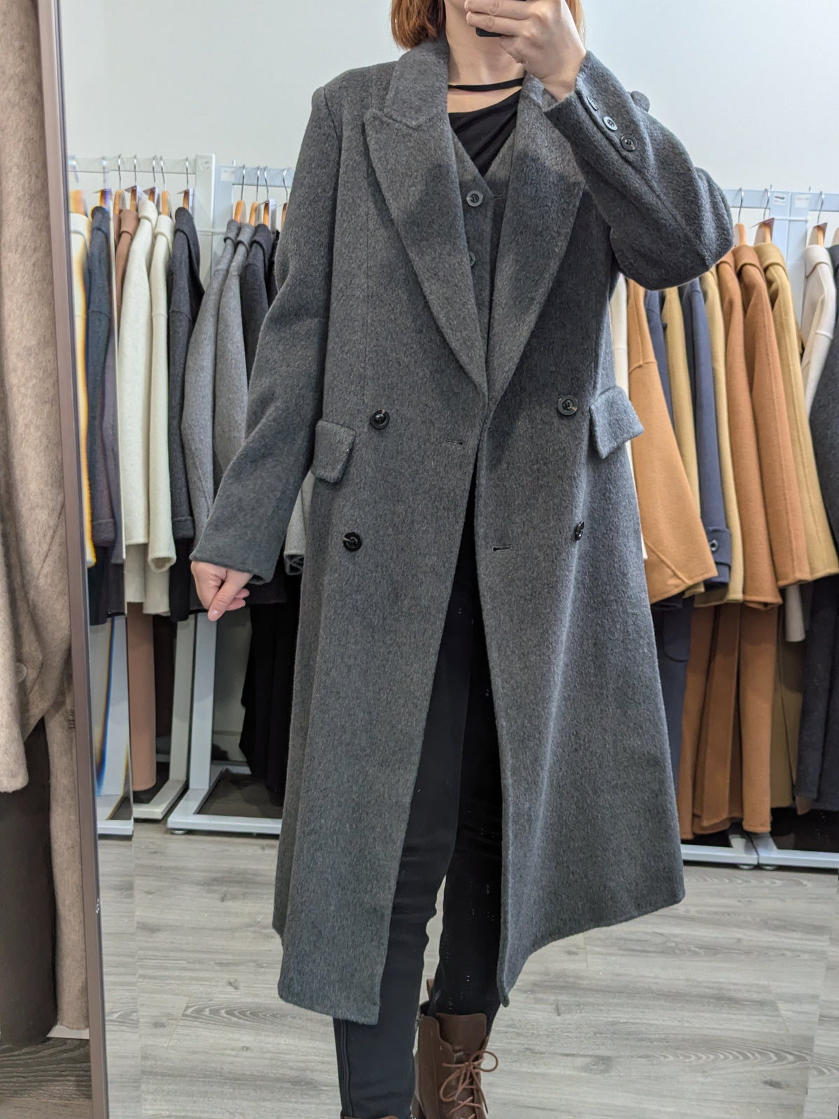 284 5% Cashmere 64% Wool Coat  Grey S 8-10 M 10-12