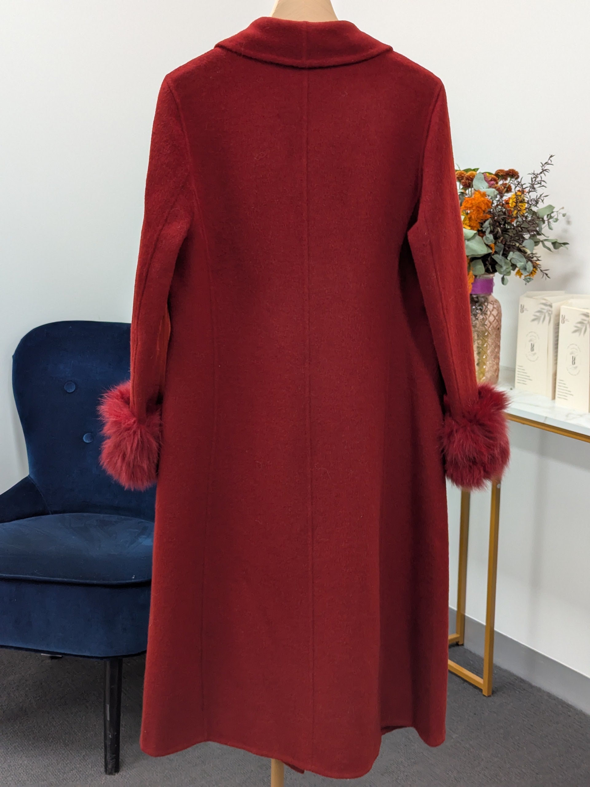 Women's Fur Collar Wool Coats Try-On Available 237 Size S6-8 69% Wool
