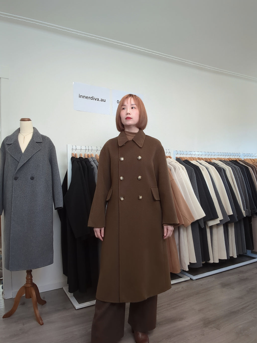 028 100% Wool Coat Black Green