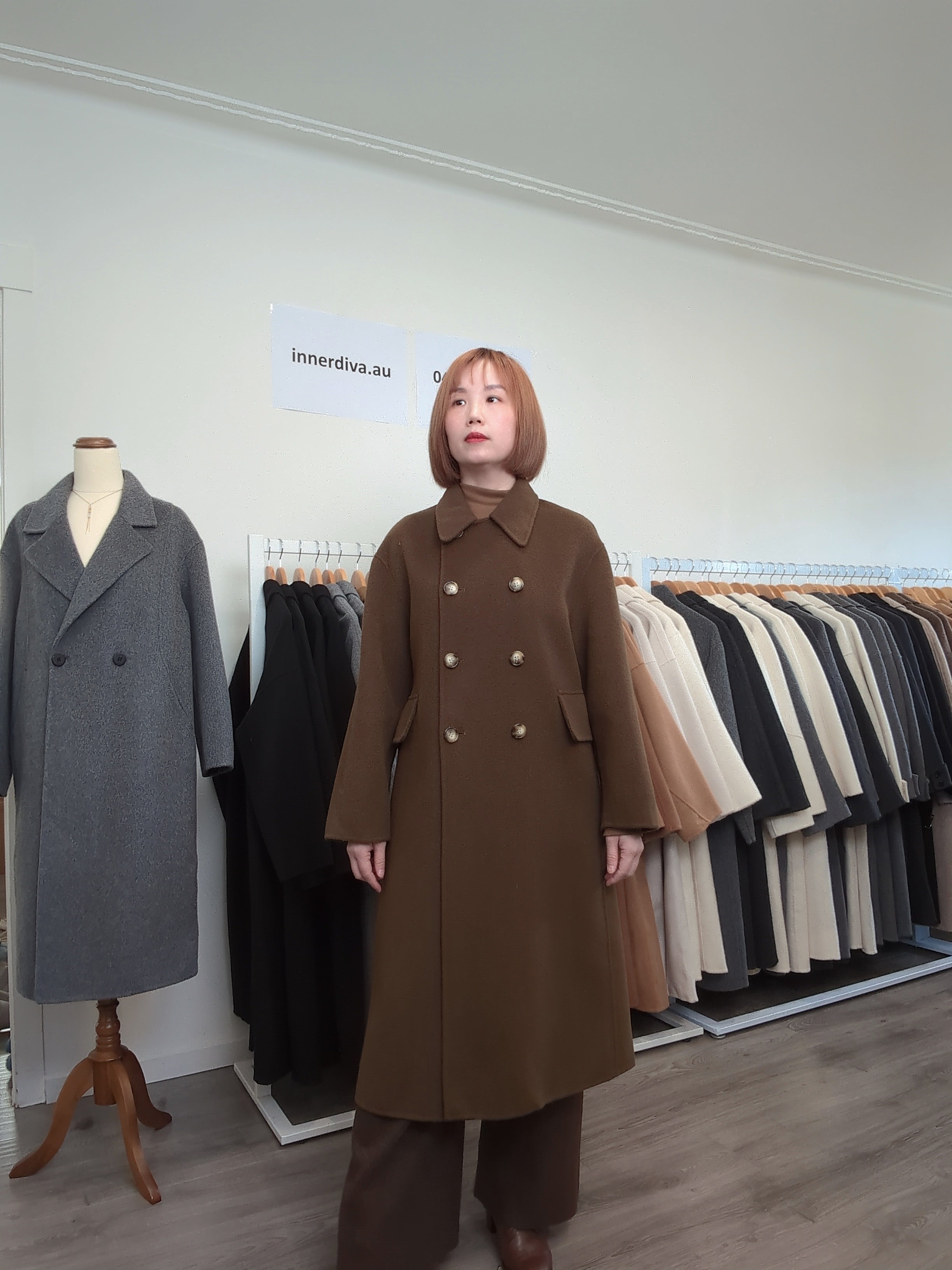 028 100% Wool Coat Black Green