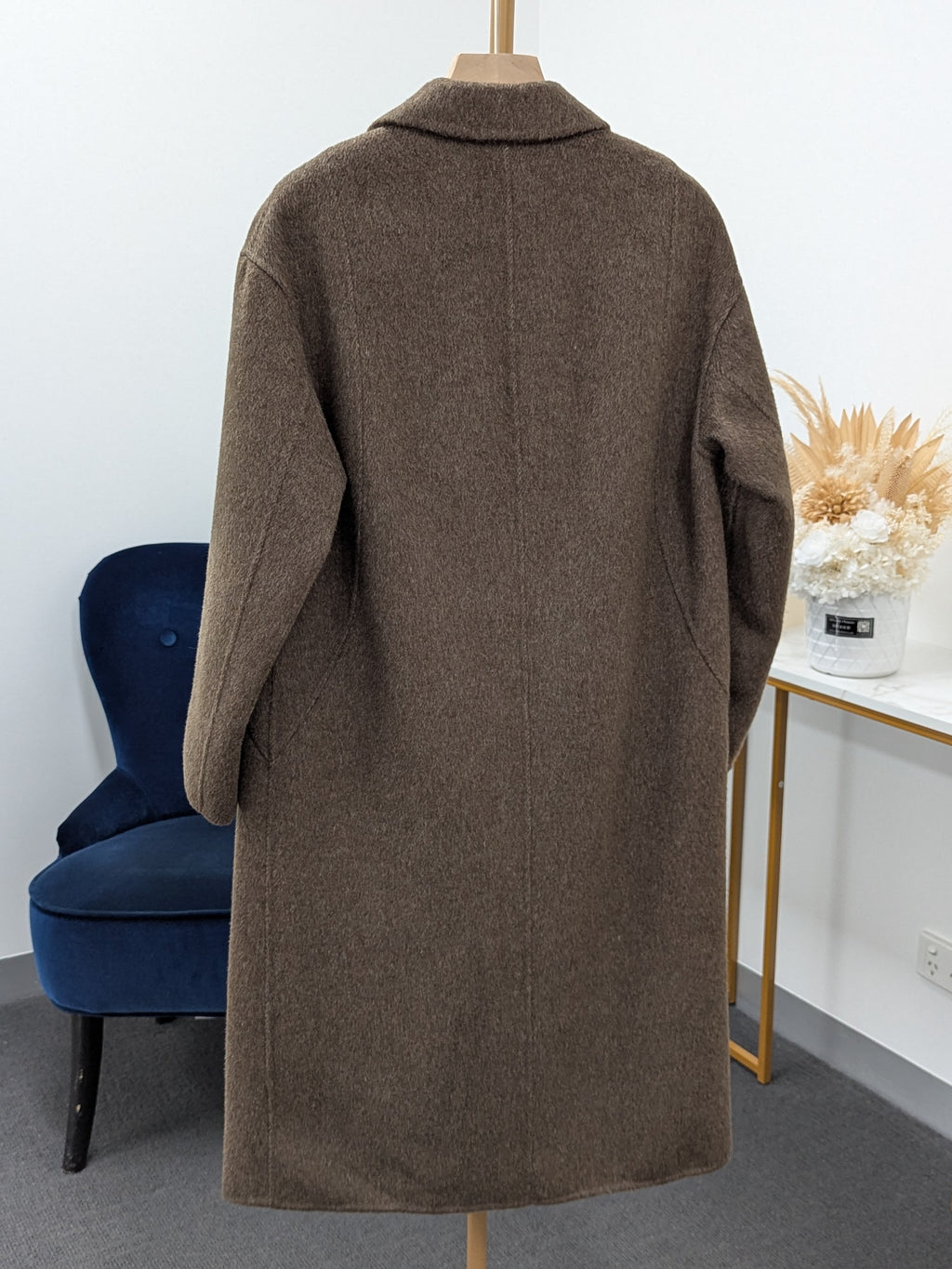 Premium Cashmere blend Wool Coat Women Brown Grey Charcoal