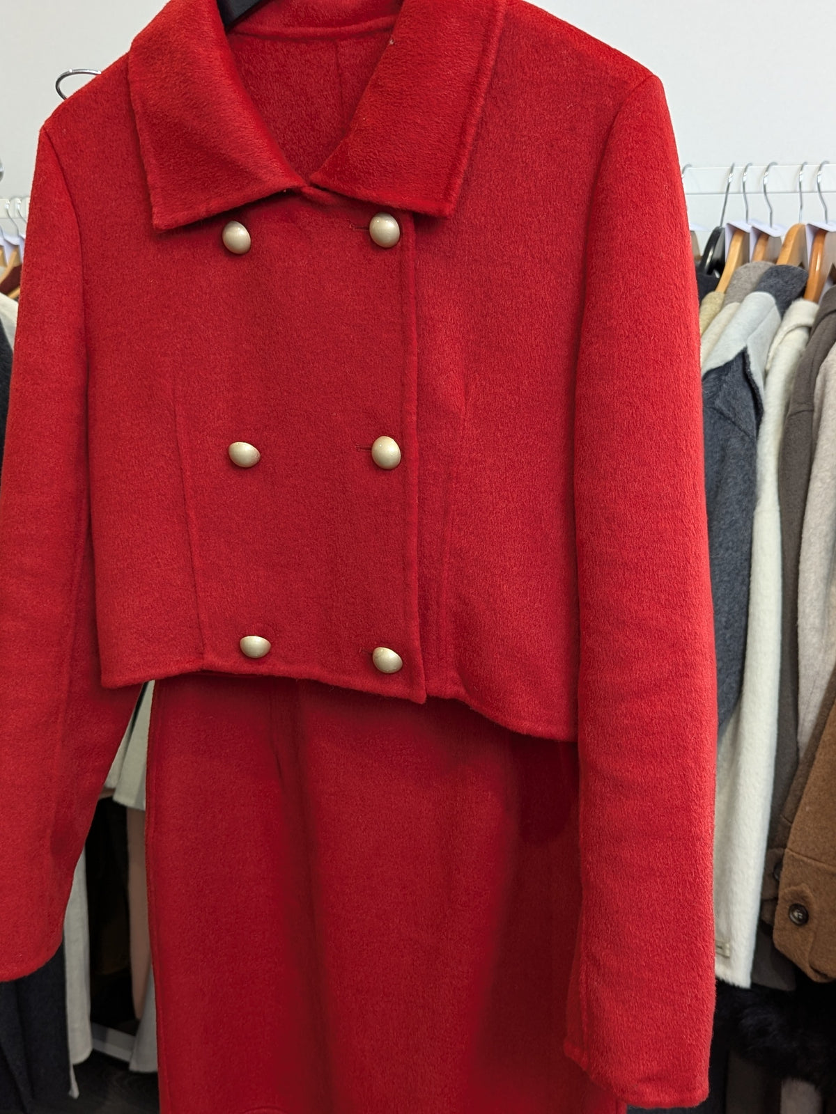 226 100% Wool Coat Set Red S 8