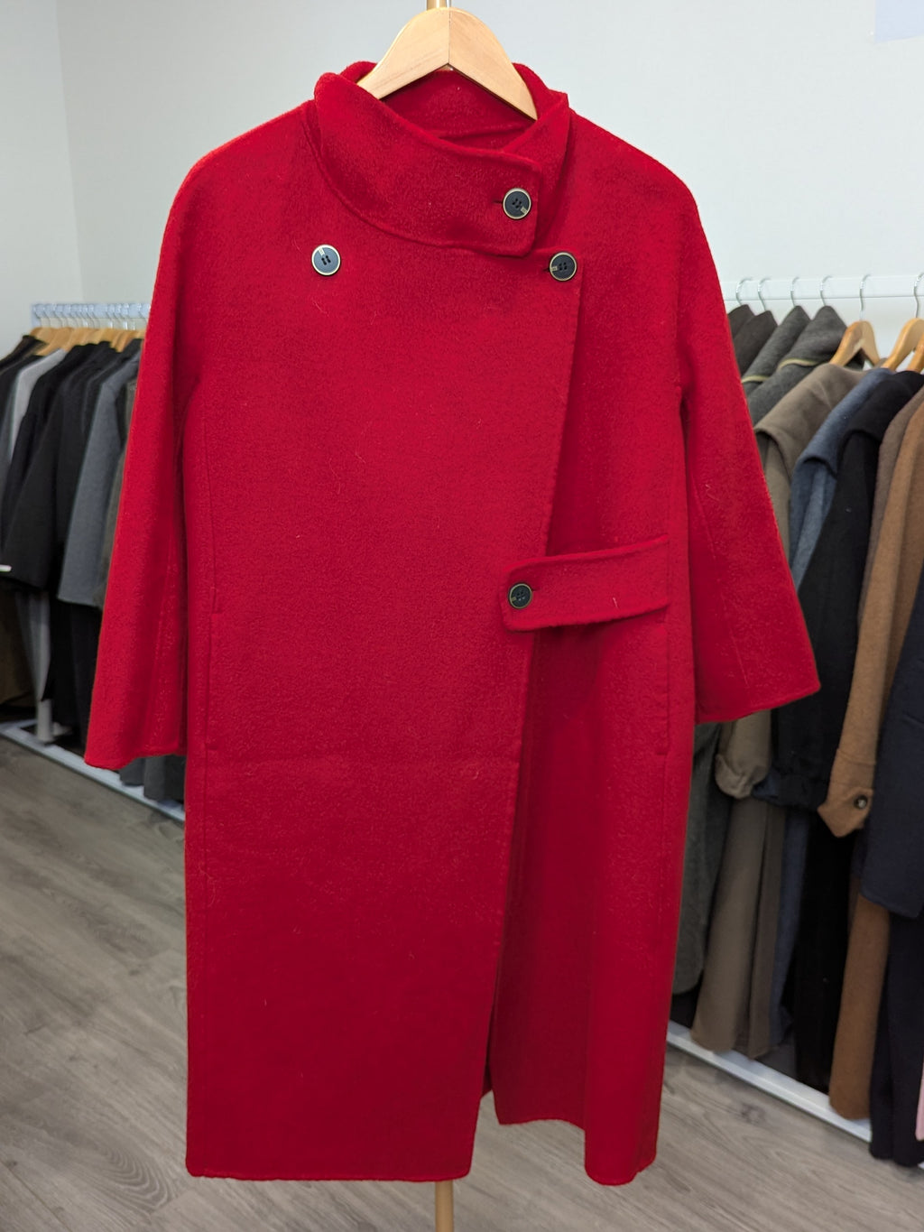 192 70% Wool Coat Burgundy S 8-10