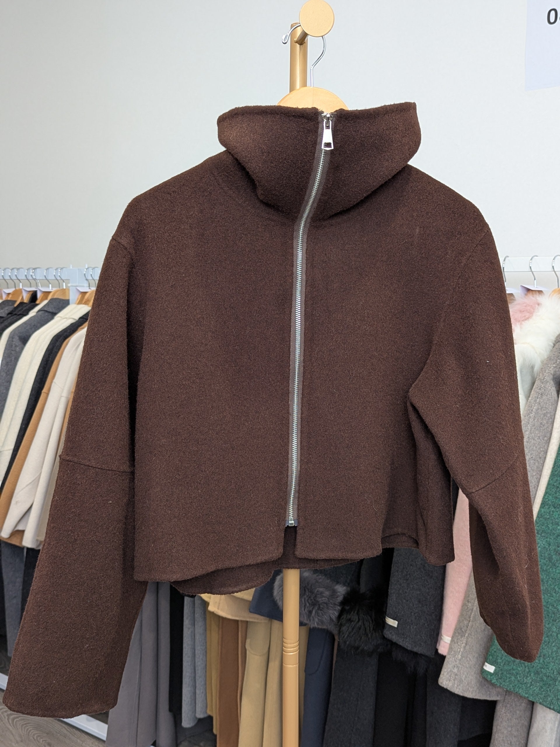 223 68% Wool Coat Chocolate M 10-14