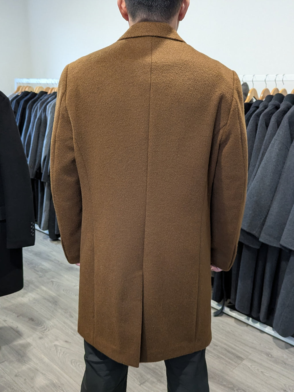 022 Men's 100% Wool Coats Black Brown