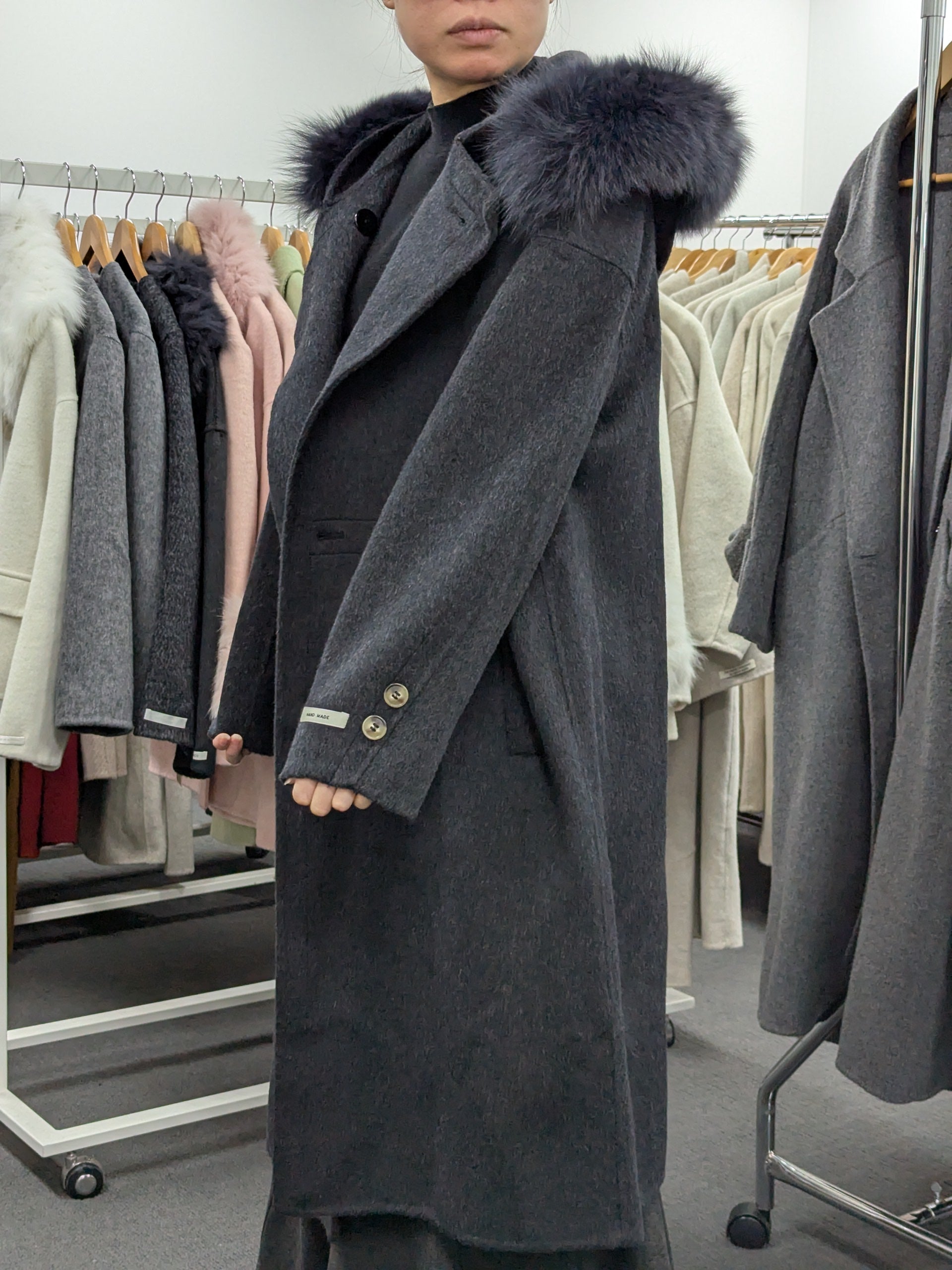 Fur trims 100% Wool Coat Women Warehouse Try-On Welcome 243