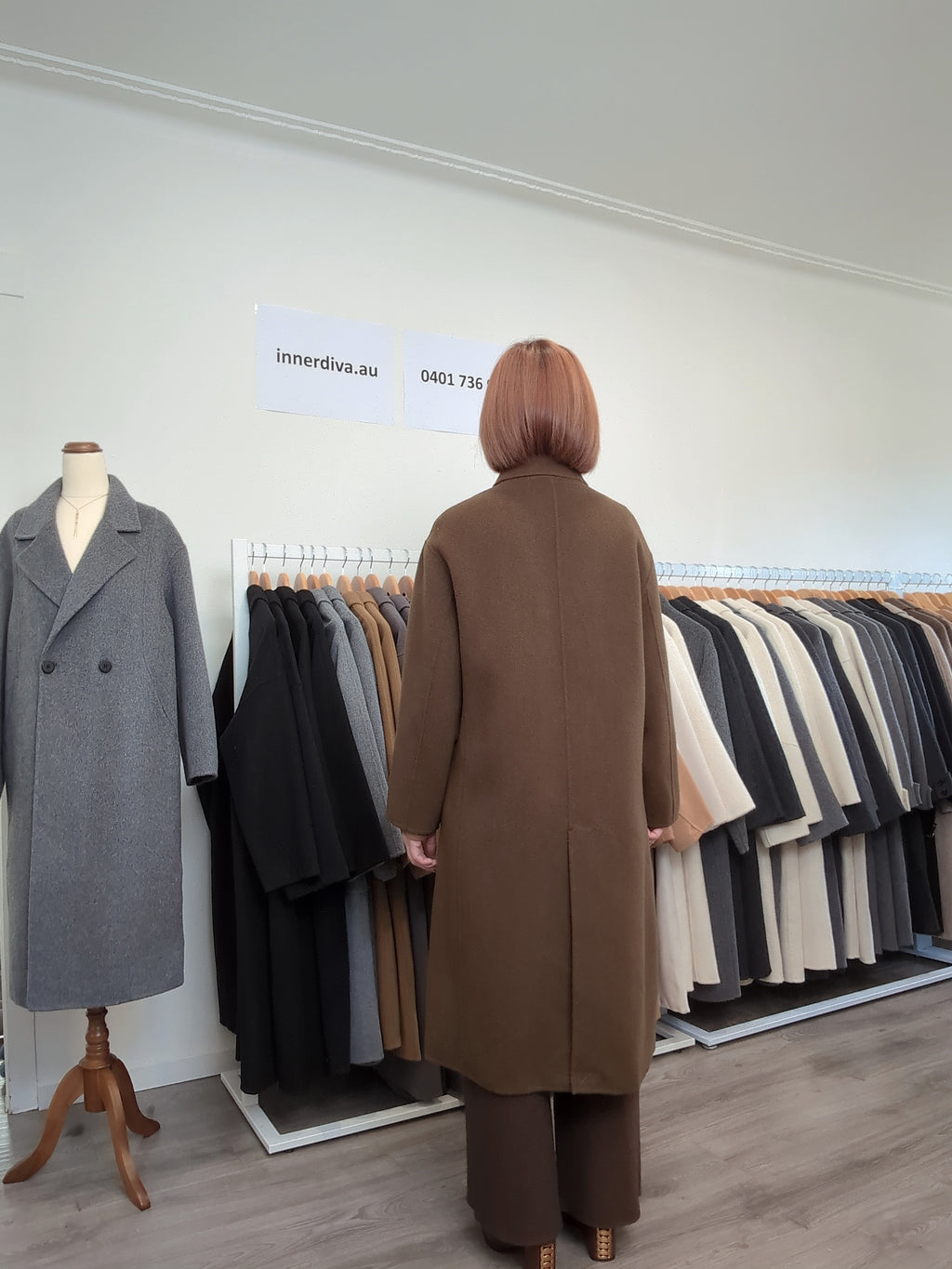 028 100% Wool Coat Black Green