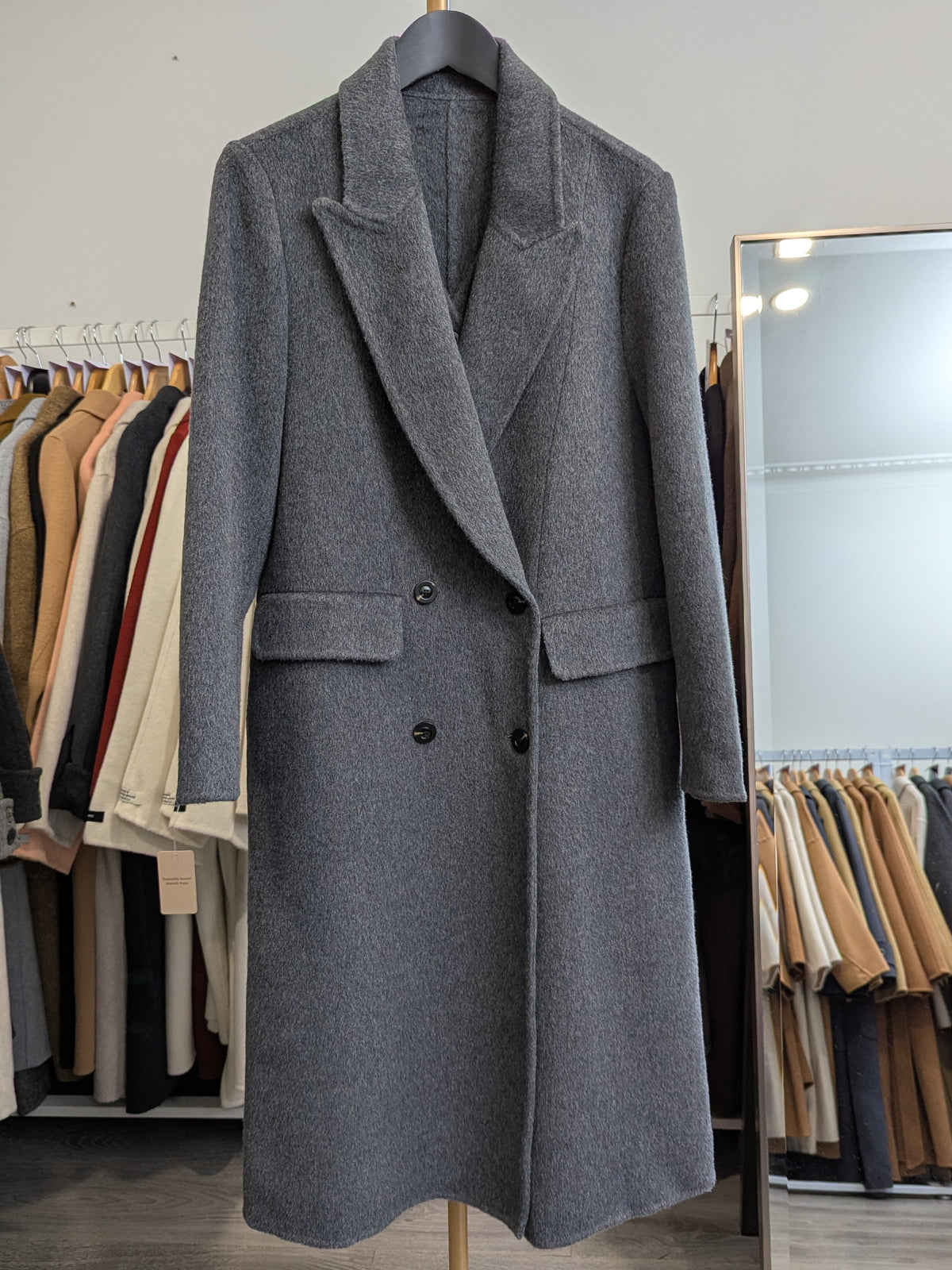 284 5% Cashmere 64% Wool Coat  Grey S 8-10 M 10-12