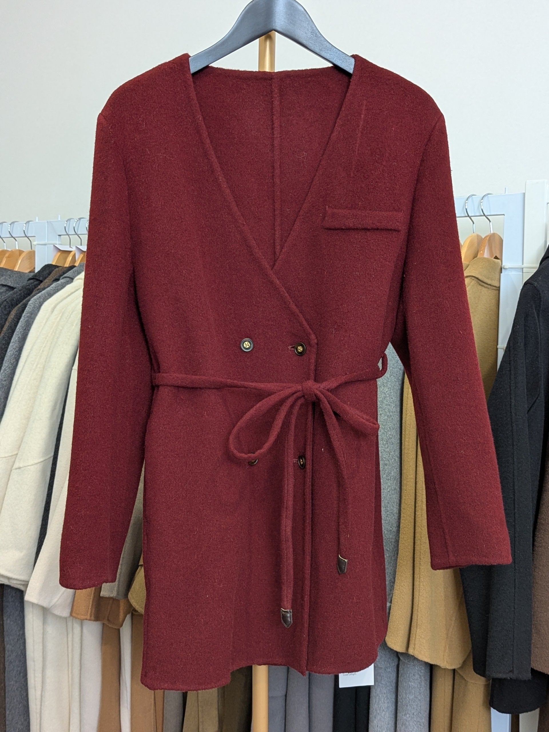 253 70% Wool Coat Burgundy S 10-12