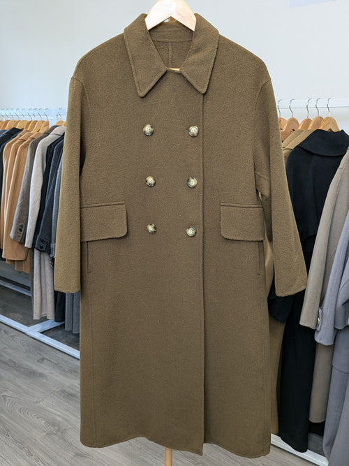 028 100% Wool Coat Army Green S 8-10 M 12-14