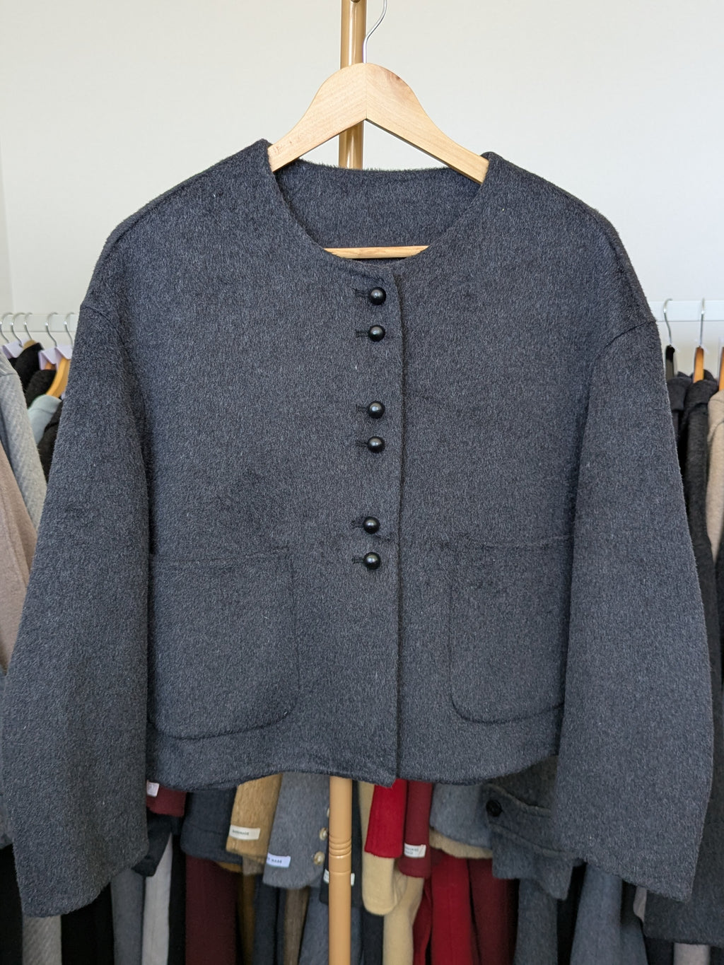 070 100% Wool Coat Charcoal M 10-14