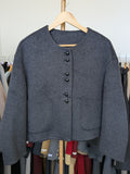 070 100% Wool Coat Charcoal M 10-14