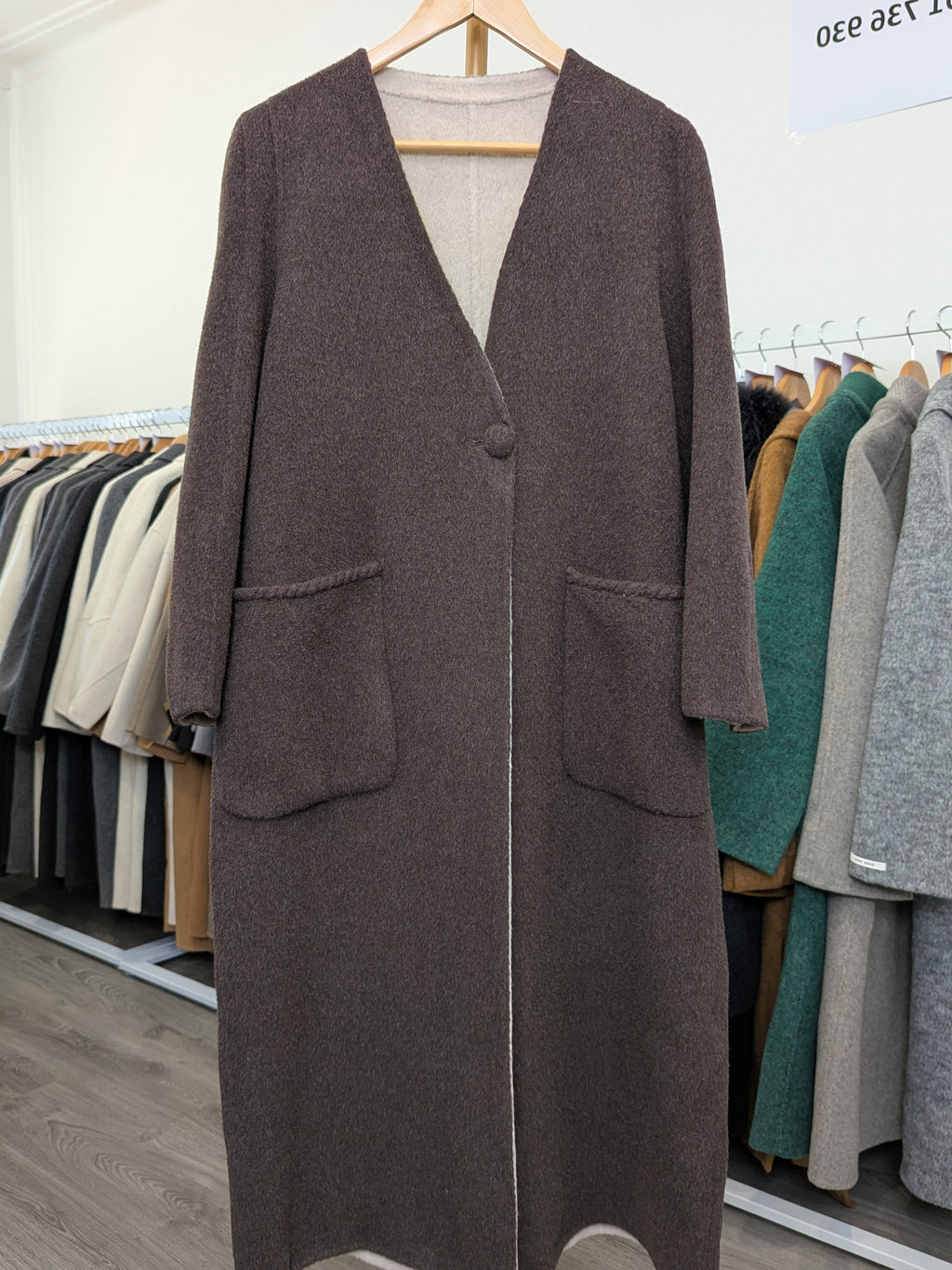 212 80% Wool Coat Coffee L 10-14