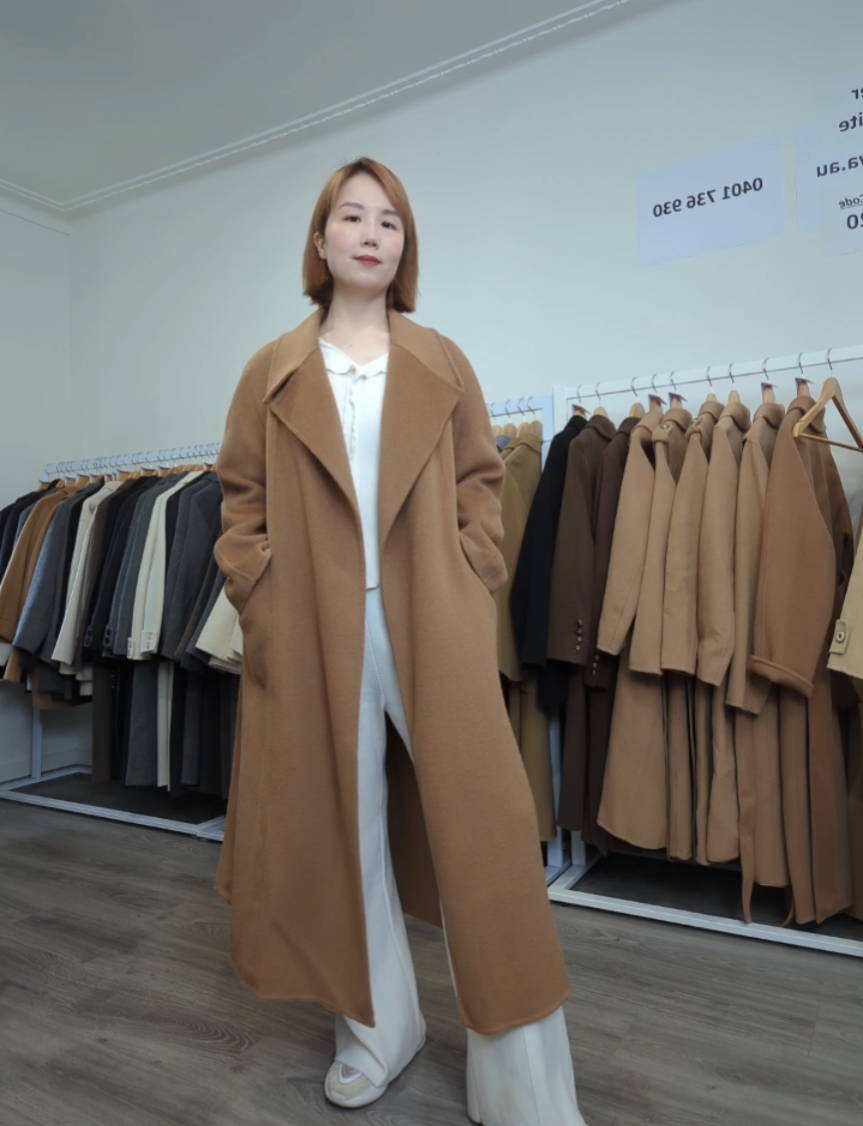 022 100% Wool Coat Camel S 8-10 M 12-14