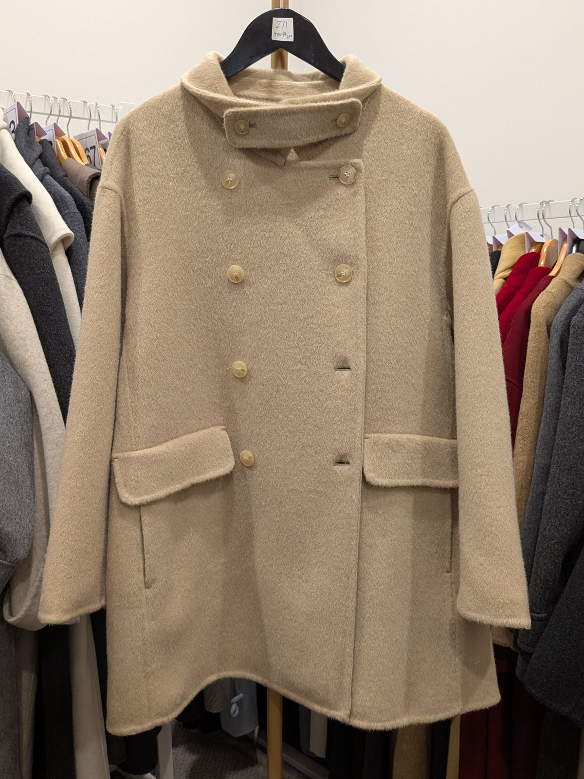 058 70% Wool Coat Beige, Light camel