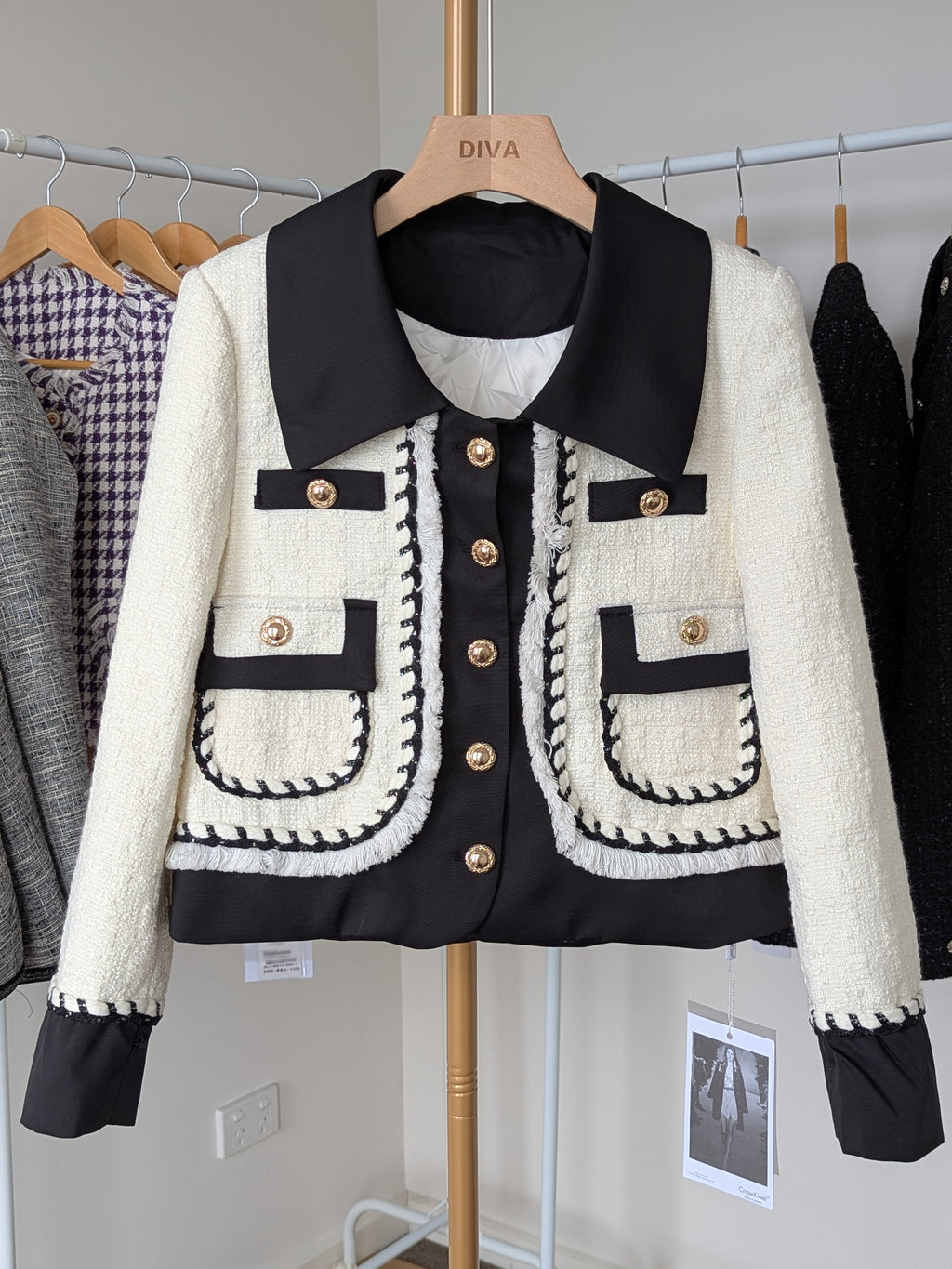 Goose Down Tweed Jacket 129 SizeS6-8  L10-12